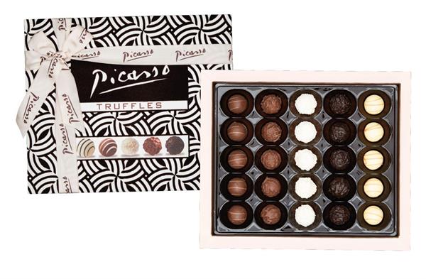 PICASSO TRUFFLE Assorted Truffe Chocolate - White Velvet Box 