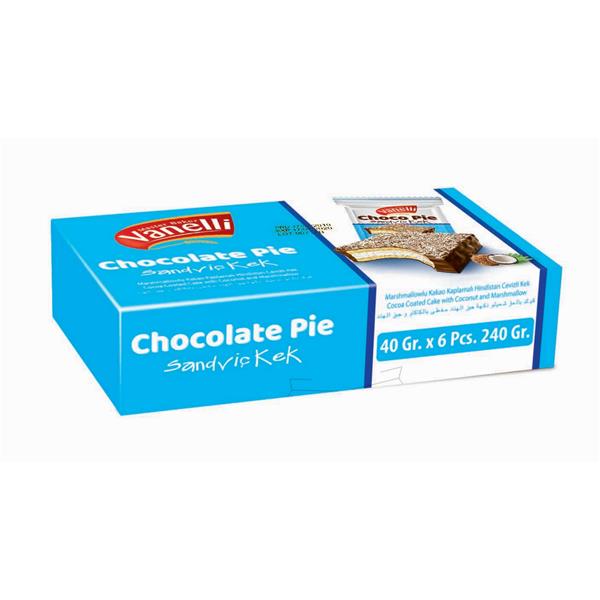 VANELLİ CHOCO-PIE Kakao Kaplamalı Hindistan Cevizli Marshmelow Kek (40gr*6)