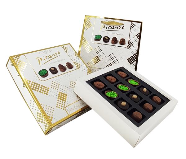 VANELLI PICASSO Praline Chocolate 150 GR-Gold and White Box