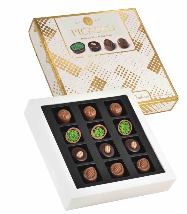 VANELLI PICASSO Praline Chocolate 150 GR-Gold and White Box