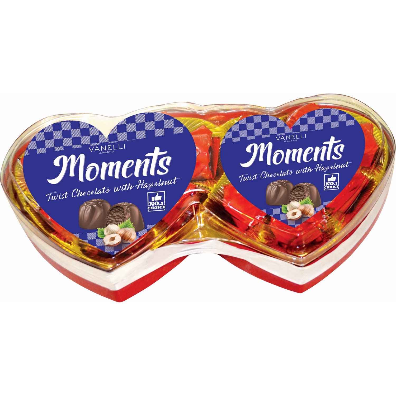 MOMENTS plastic twin heart - hazelnut