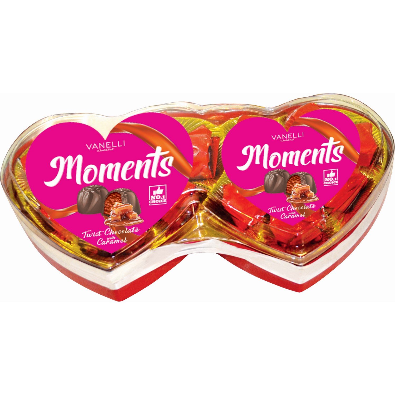 MOMENTS plastic twin heart - caramel