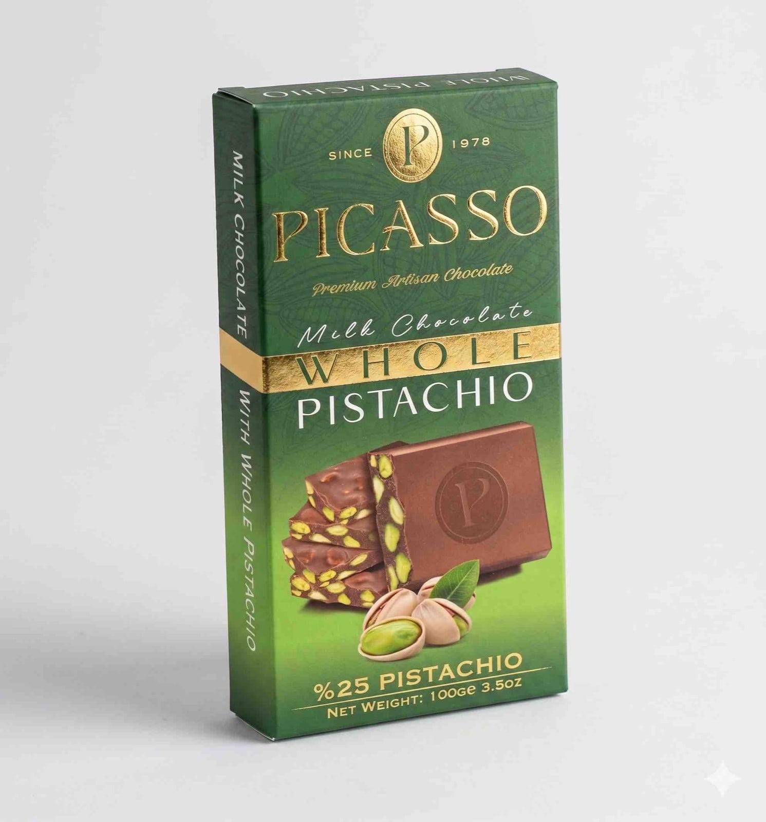 PICASSO Milk Chocolate with Whole Pistachio 100 GR