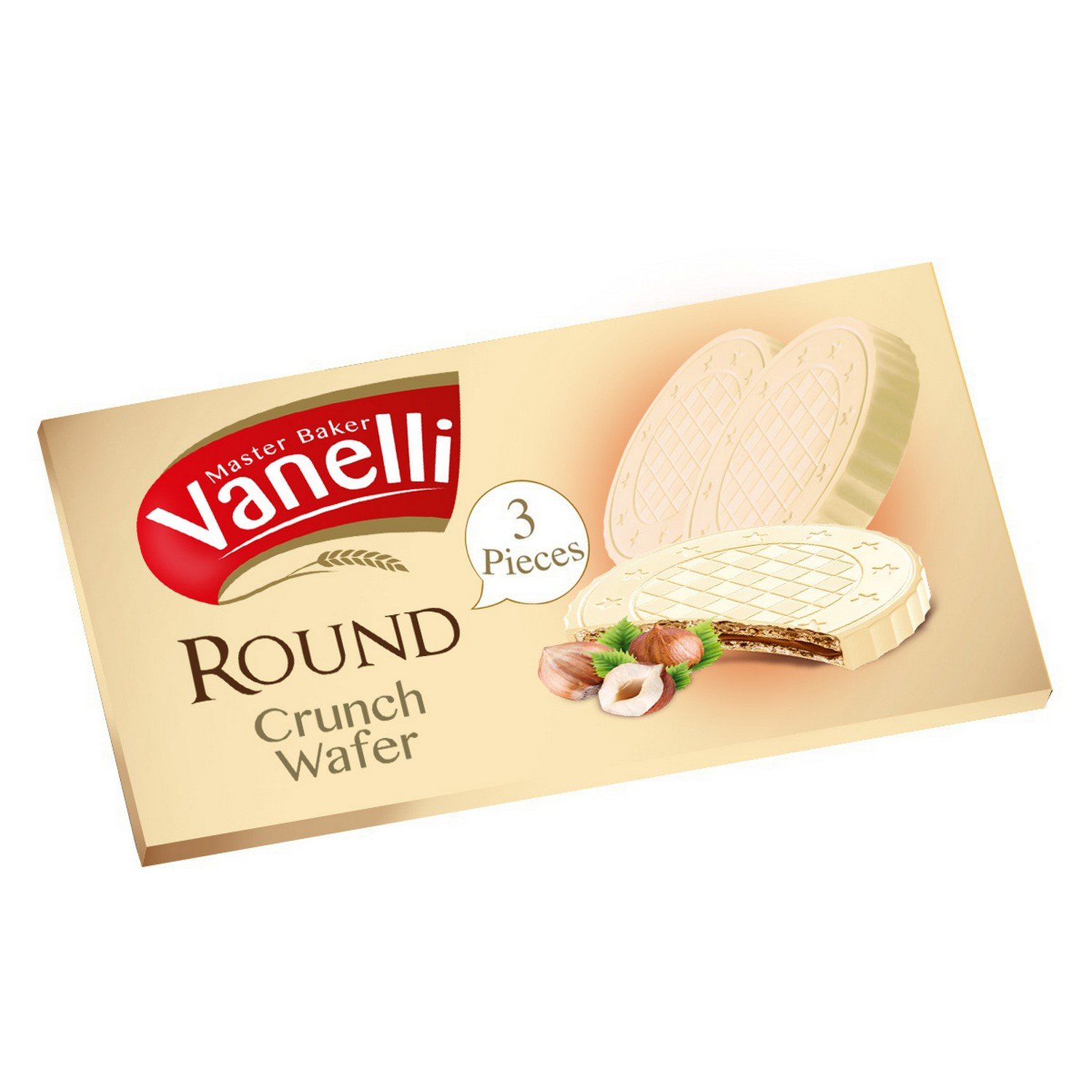 VANELLI ROUND white chocolate coated wafers 3pcs