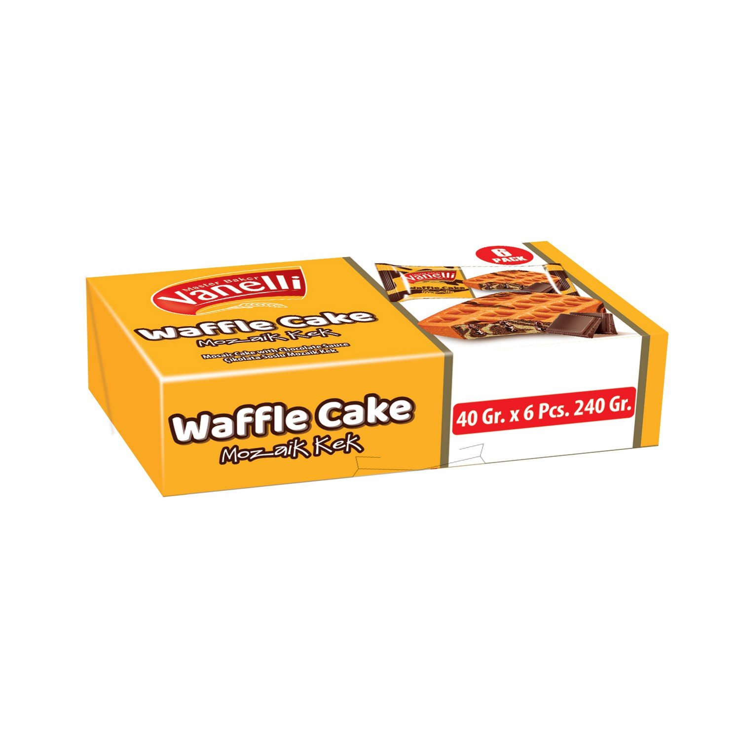 VANELLİ WAFFLE mosaic cake with chocolate sauce MULTIPACK (240gr*24)
