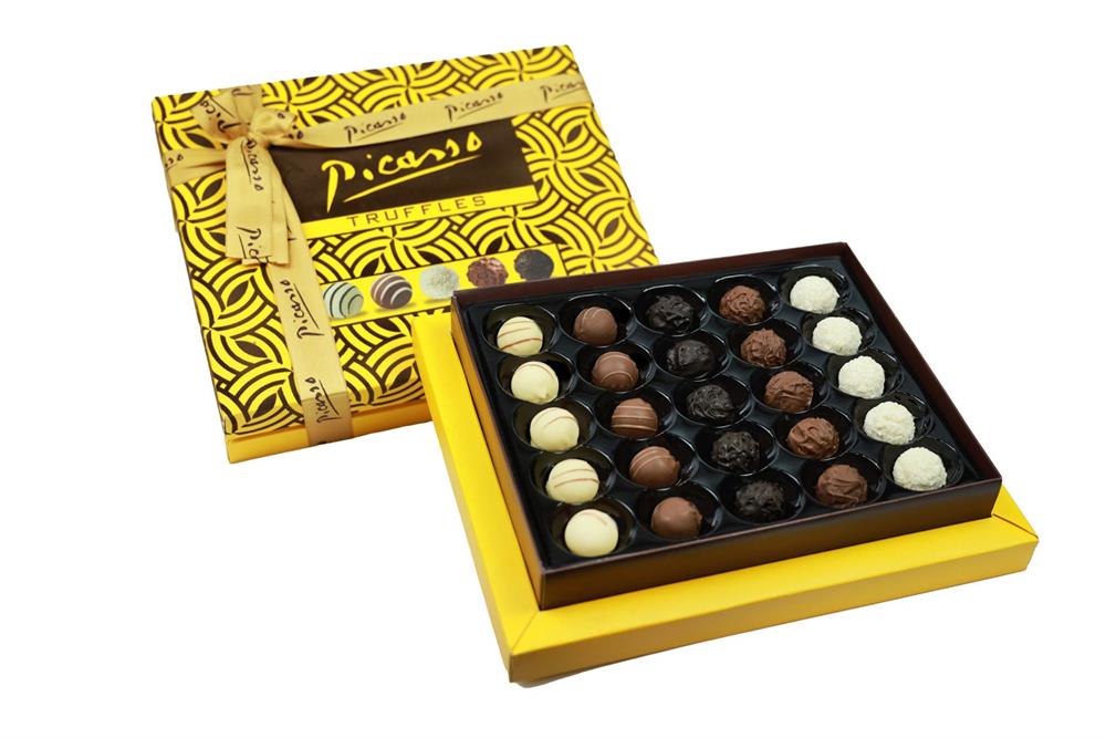 PICASSO TRUFFLE assorted truffe chocolate - Yellow Velvet Box - Kadife