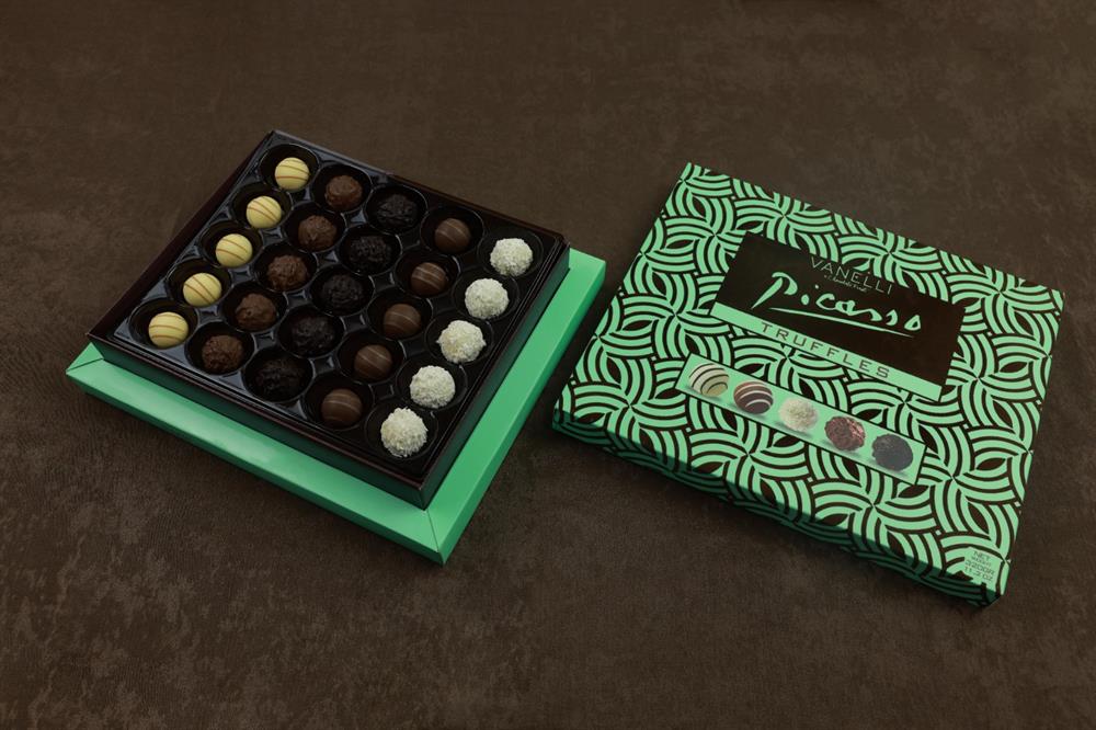 PICASSO TRUFFLE assorted truffe chocolate - Green Velvet Box - Kadife