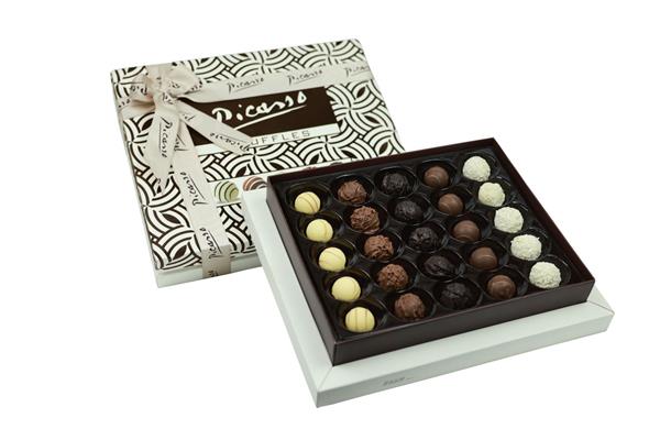 PICASSO TRUFFLE assorted truffe chocolate - White Velvet Box - Kadife