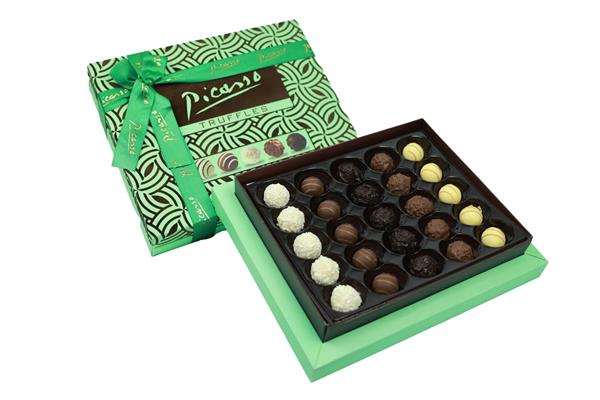 PICASSO TRUFFLE assorted truffe chocolate - Green Velvet Box - Kadife