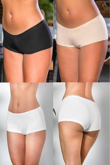 PAMUKLU BOXER BALOT (VAT) BLACK-BEYAZ-TEN (MGP2963)