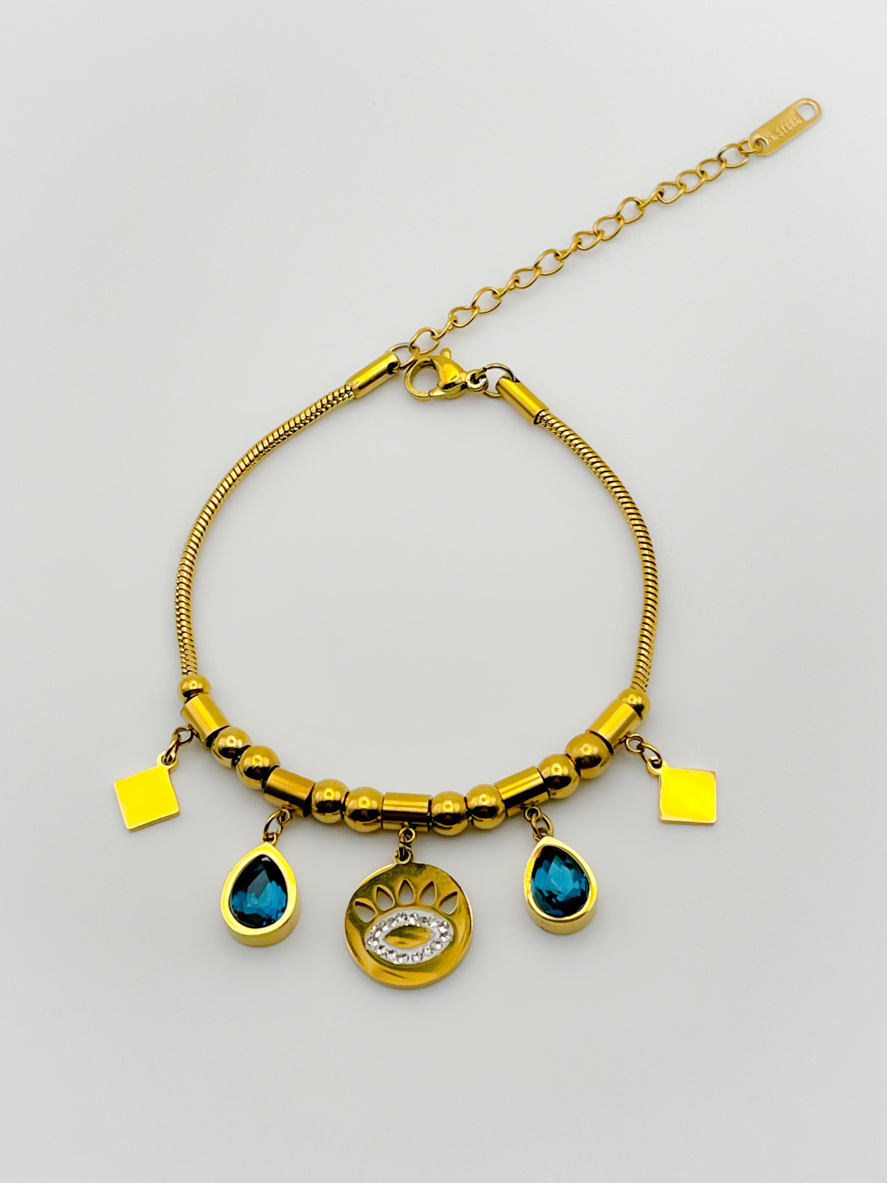 Çelik Bileklik Göz Bileklik Damla Taşlı Bileklik