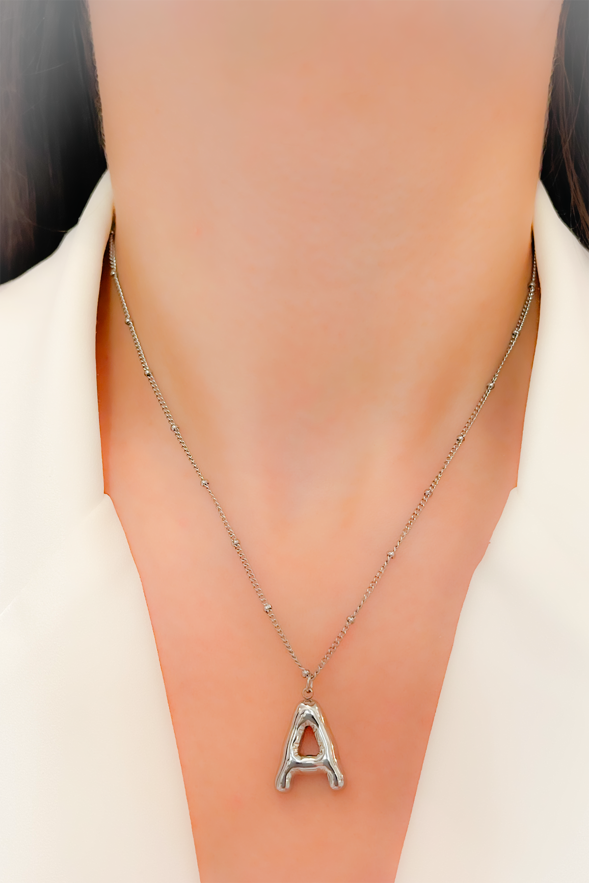 Çelik Kolye Balon Harf Kolye Harfli Kolye Dorika Kolye - V2