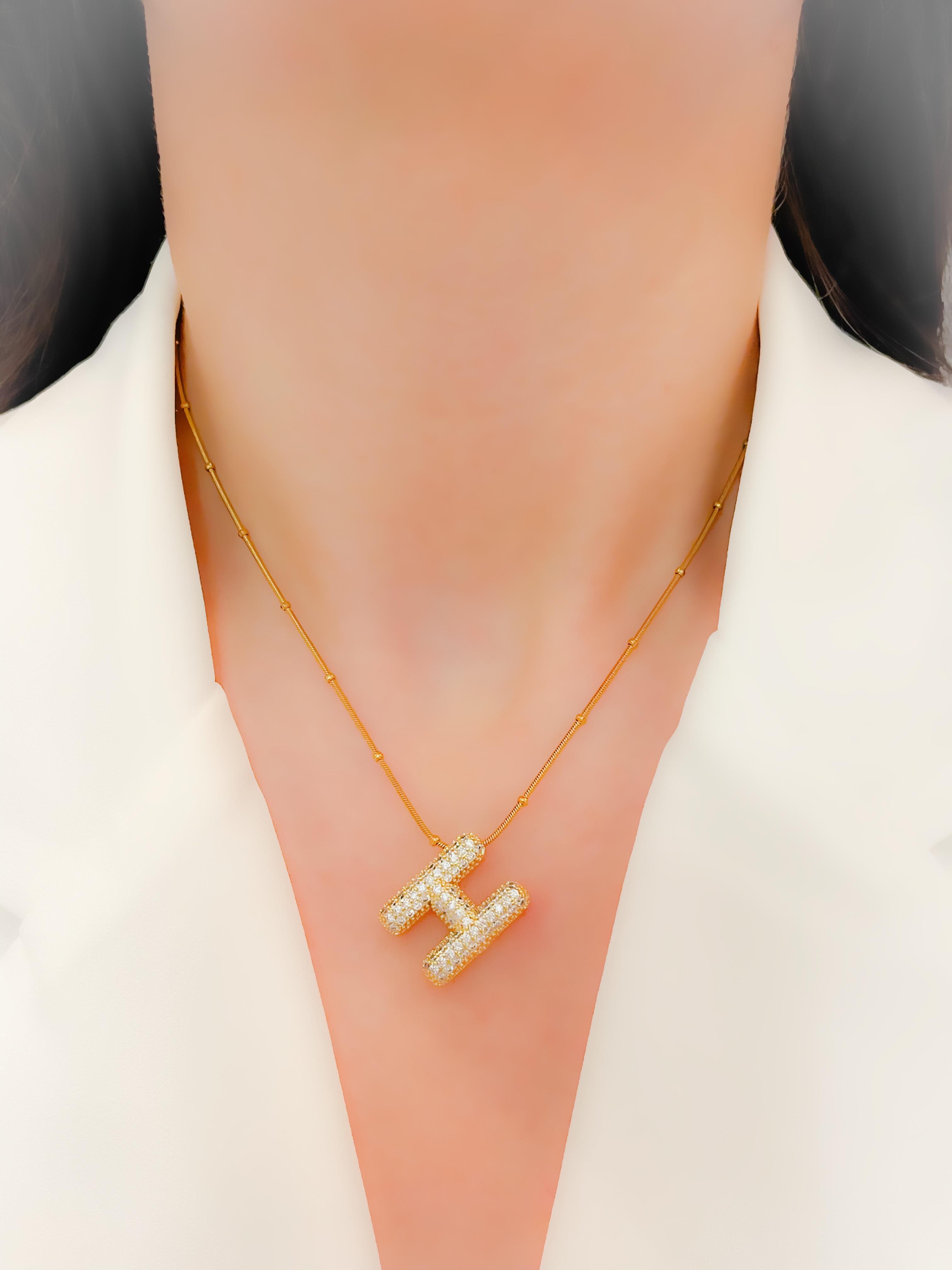 Çelik Kolye Zirkon Taşlı Balon Harf Kolye Harfli Kolye Dorika Kolye