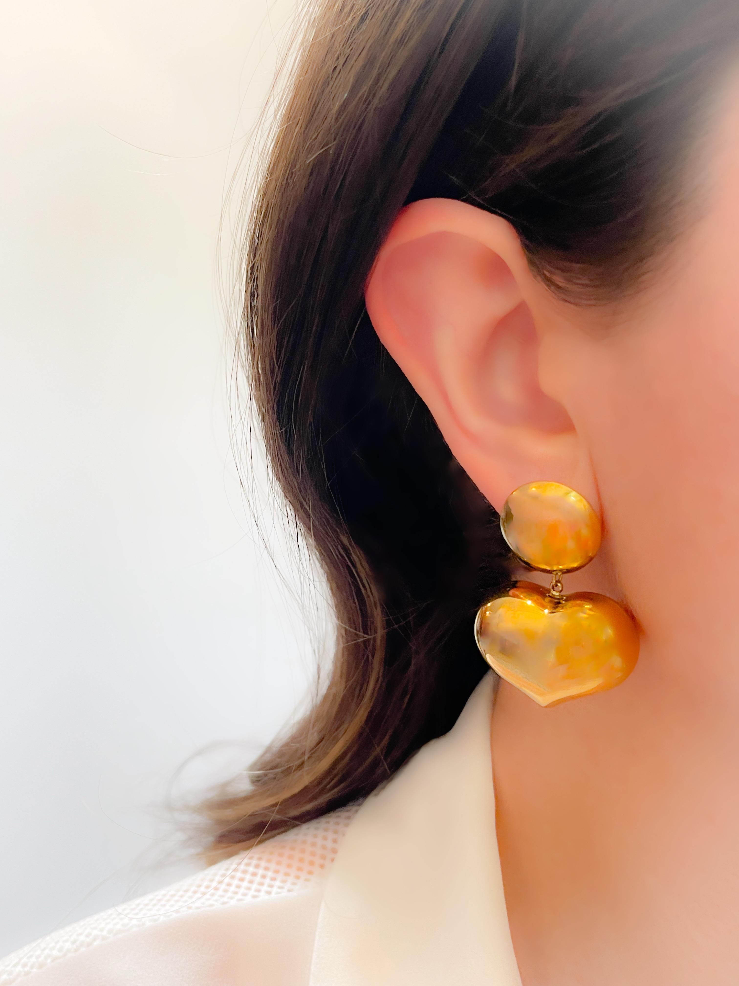 Çelik Küpe Bombeli Kalp Küpe