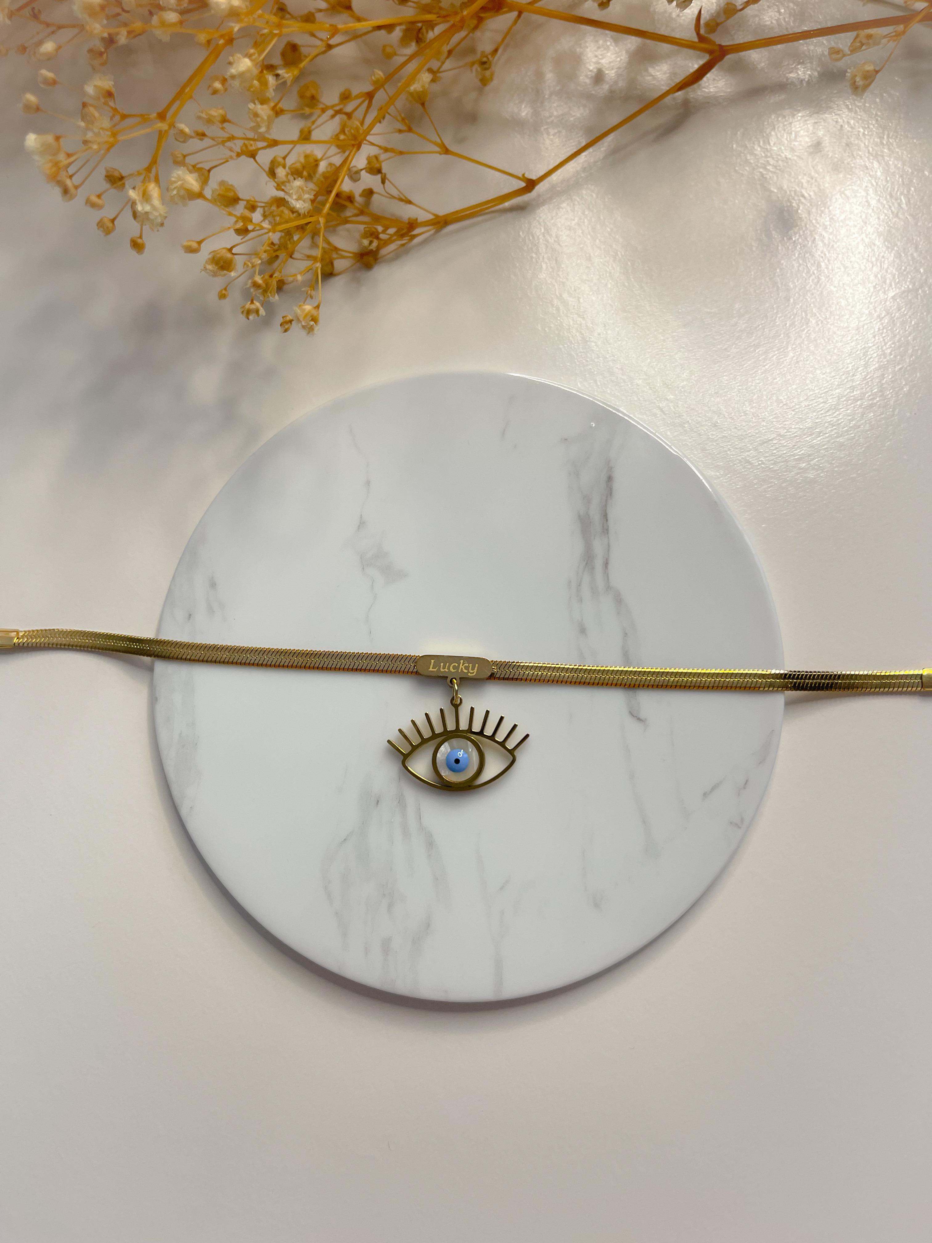 Çelik Lucky Göz Bileklik Gold