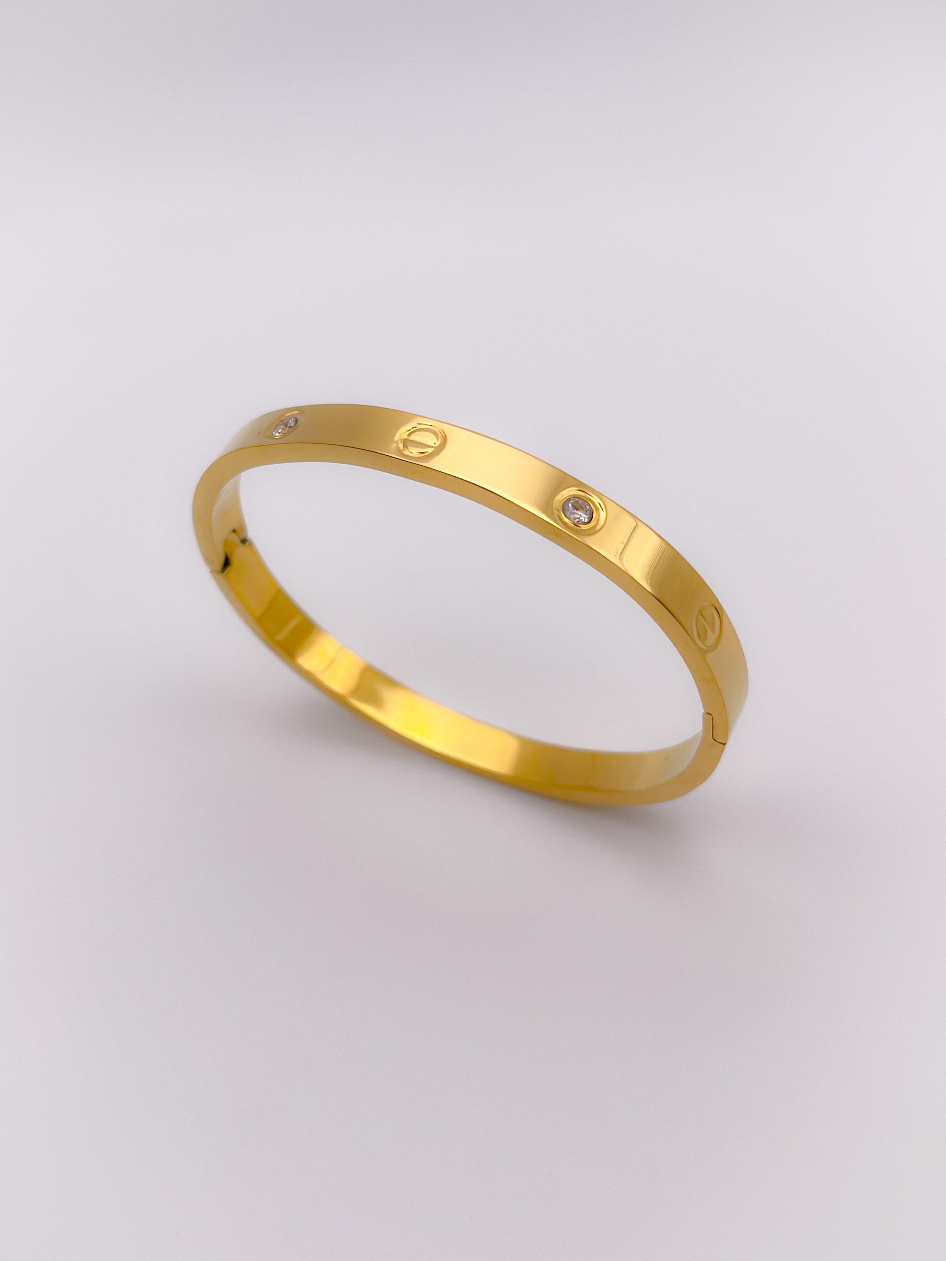 Çelik Marka Model Taşlı Bileklik - Gold