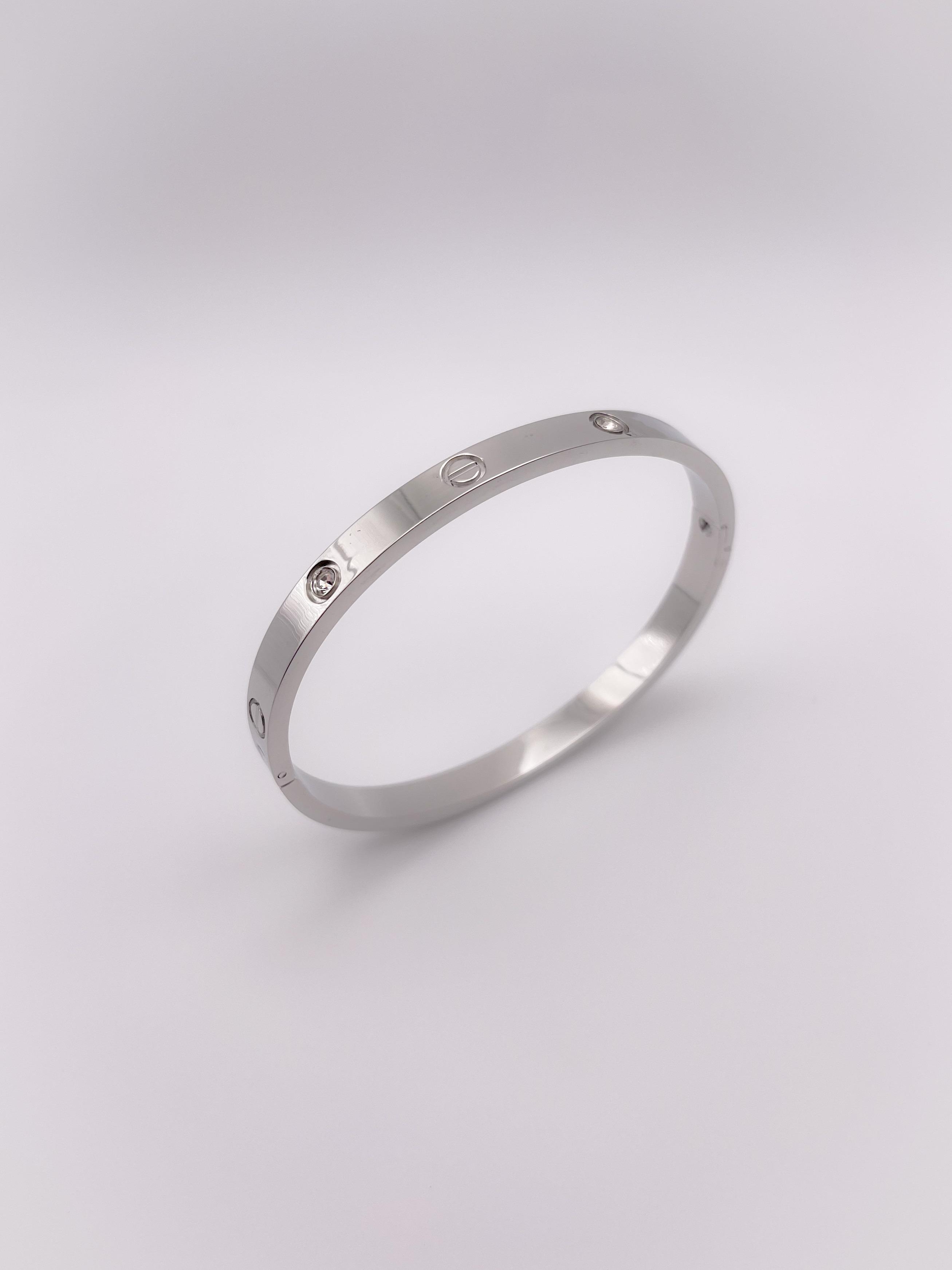 Çelik Marka Model Taşlı Bileklik - Gümüş