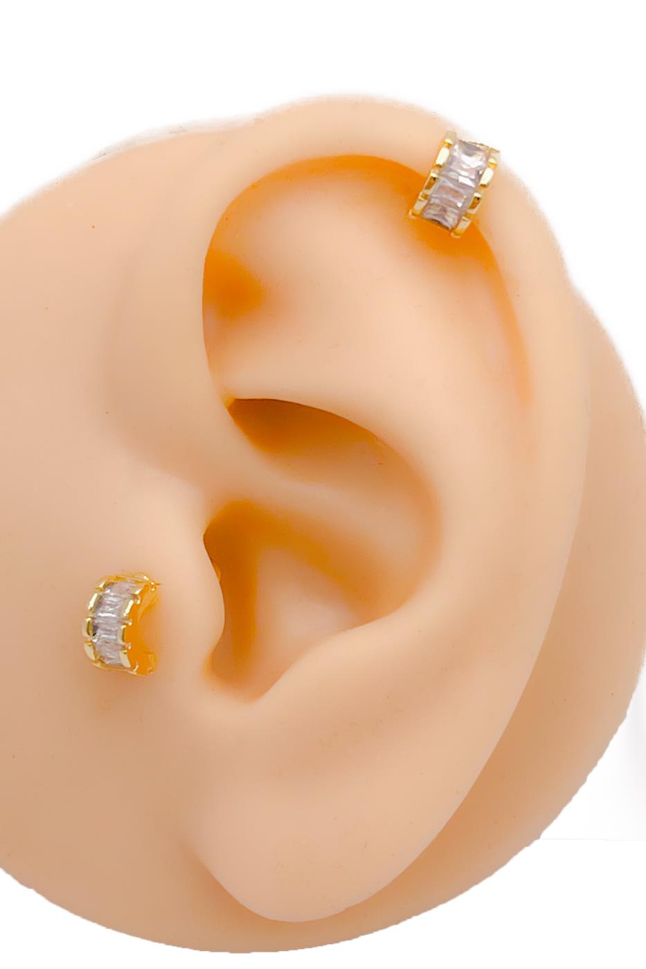 Cerrahi Çelik Piercing Baget Taşlı Yarım Halka Kıkırdak Tragus Piercing (1adet)