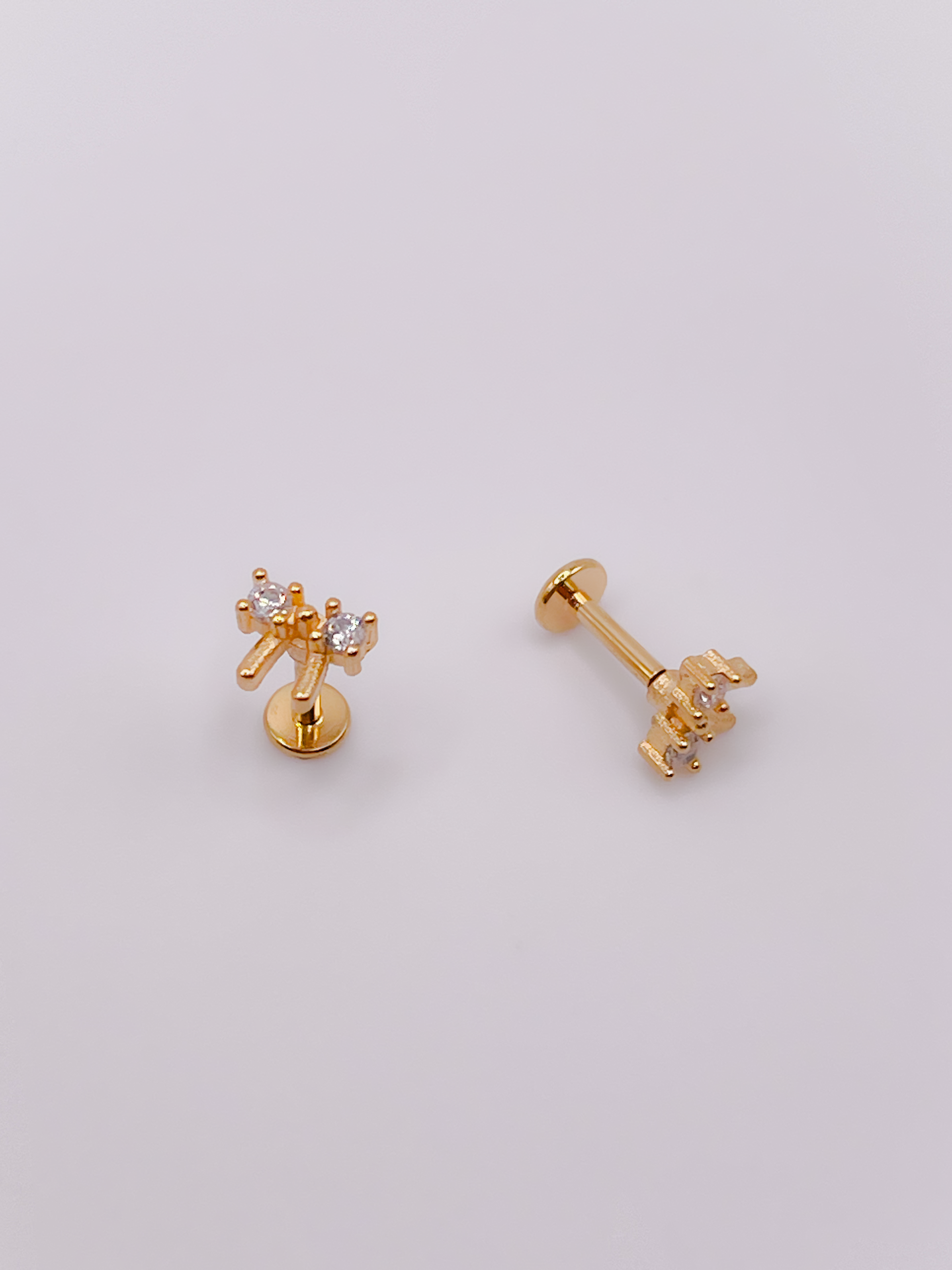 Cerrahi Çelik Piercing Zirkon Taşlı Fiyonk Figürlü Kıkırdak Helix Tragus Piercing(1adet)