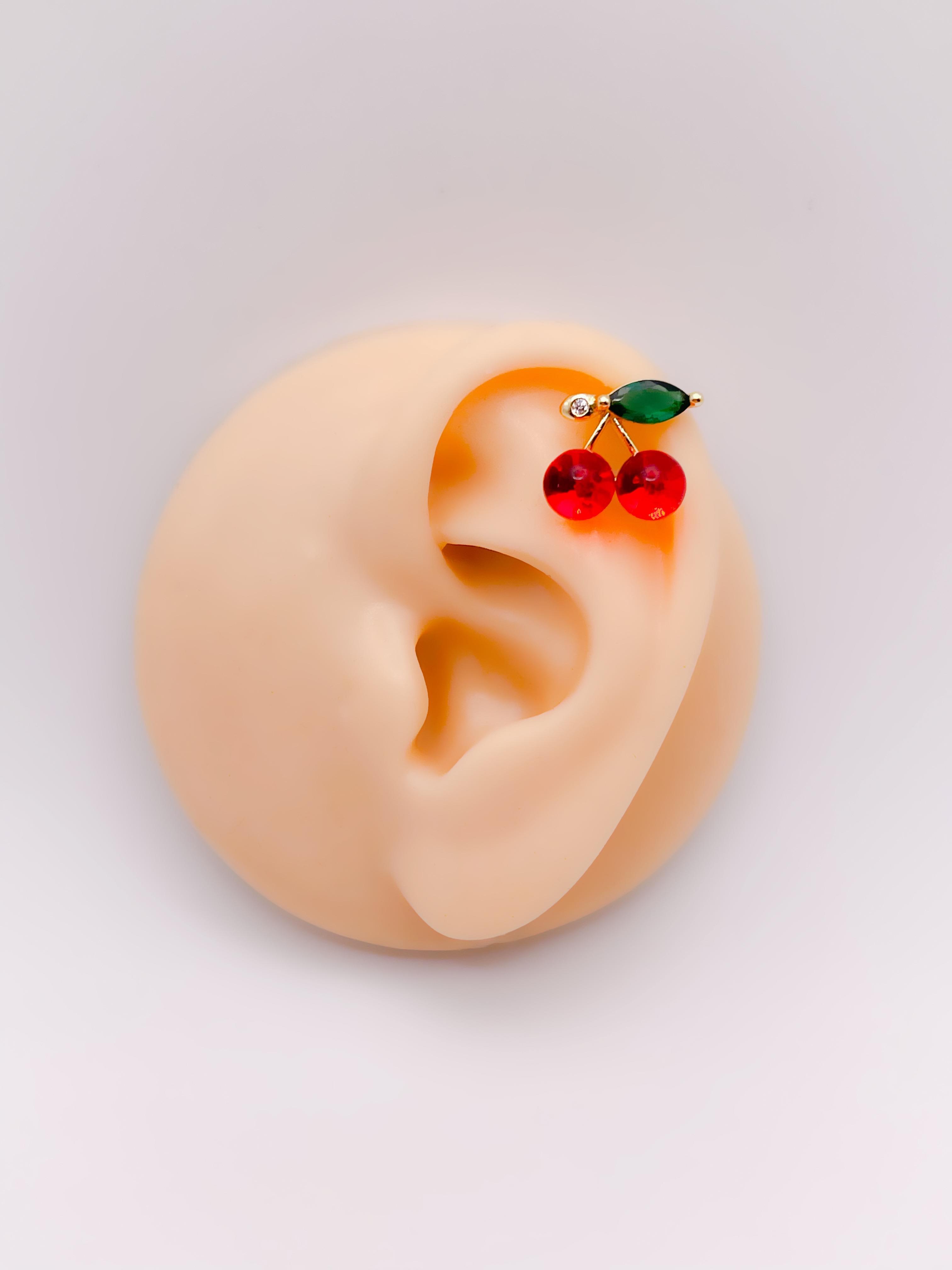 Cerrrahi Çelik Piercing ( Pirsing ) Büyük Kiraz Helix  Upper Lobe Piercing (1adet)