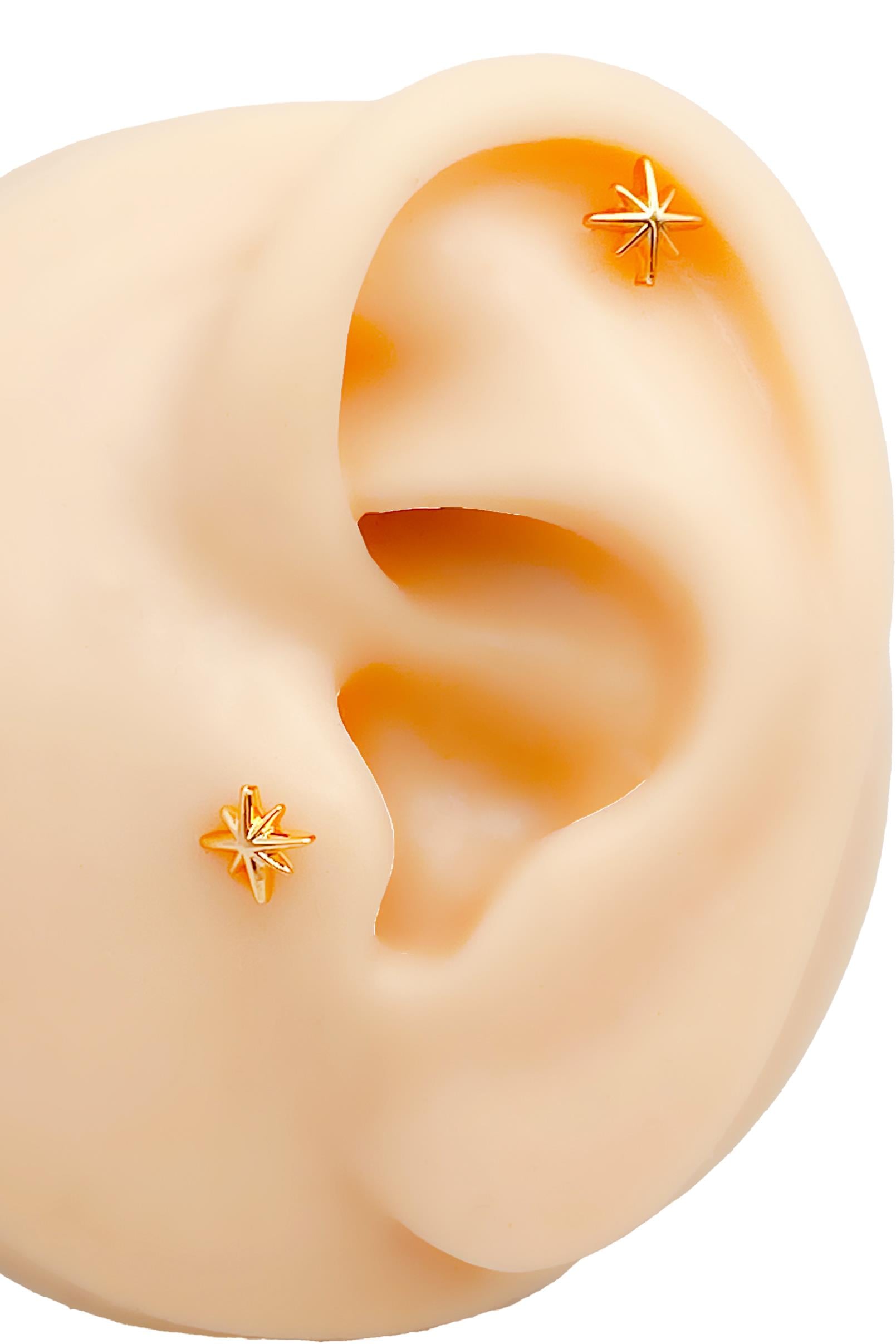 Cerrrahi Çelik Piercing ( Pirsing ) Mini Kuzey Yıldızı Tragus Helix Piercing (1adet)