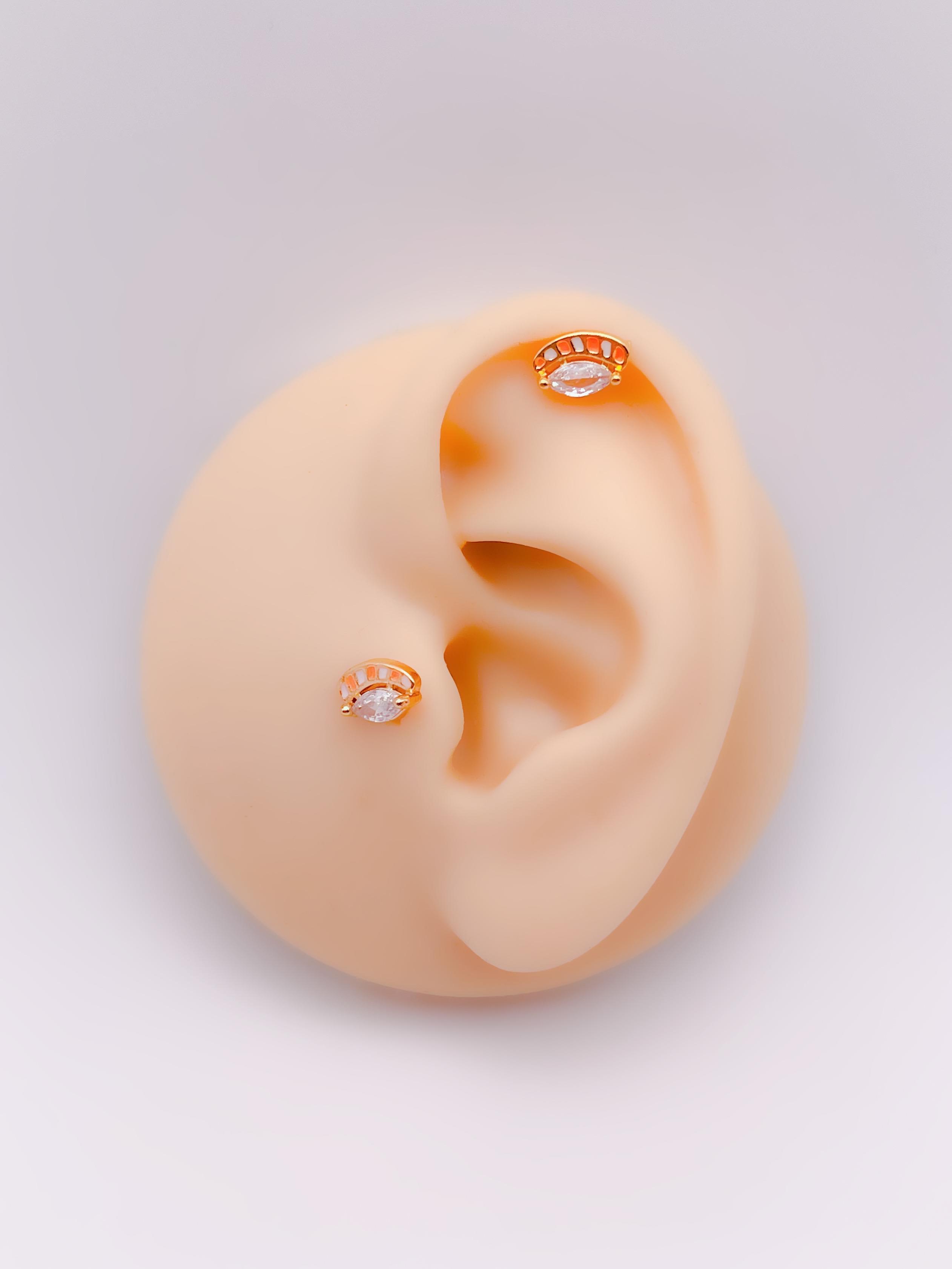 Cerrrahi Çelik Piercing ( Pirsing ) Ra'nın Gözü Tragus Helix Piercing (1adet)