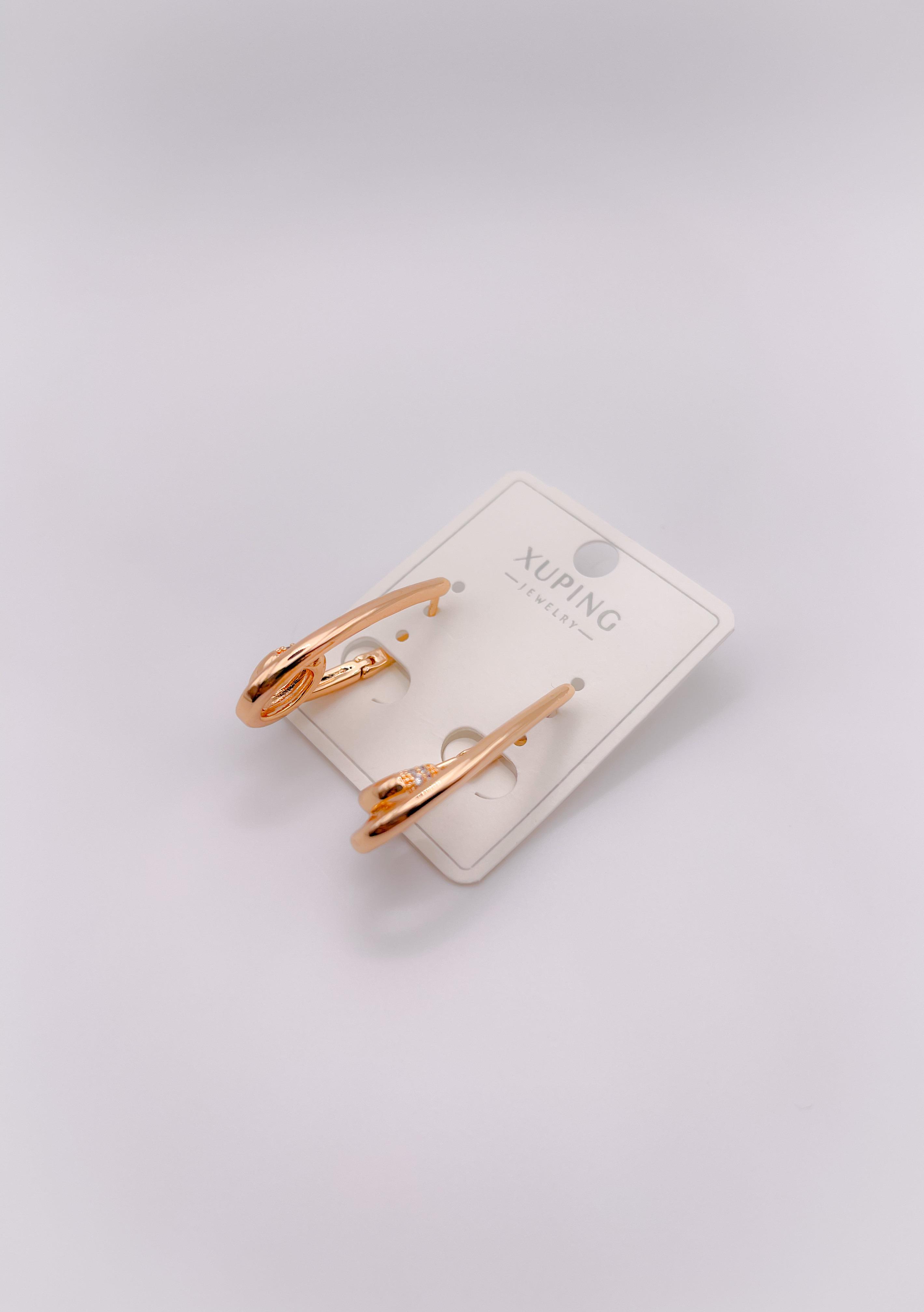 Özel Seri Küpe Taşlı Sarmal Küpe Renk Rose Gold