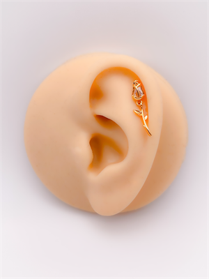 Cerrahi Çelik Piercing Zirkon Taşlı Lale Figürlü Kıkırdak Helix Tragus Piercing(1adet)