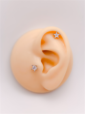 Cerrrahi Çelik Piercing ( Pirsing ) Zirkon Yıldız Tragus Helix Piercing (1adet)