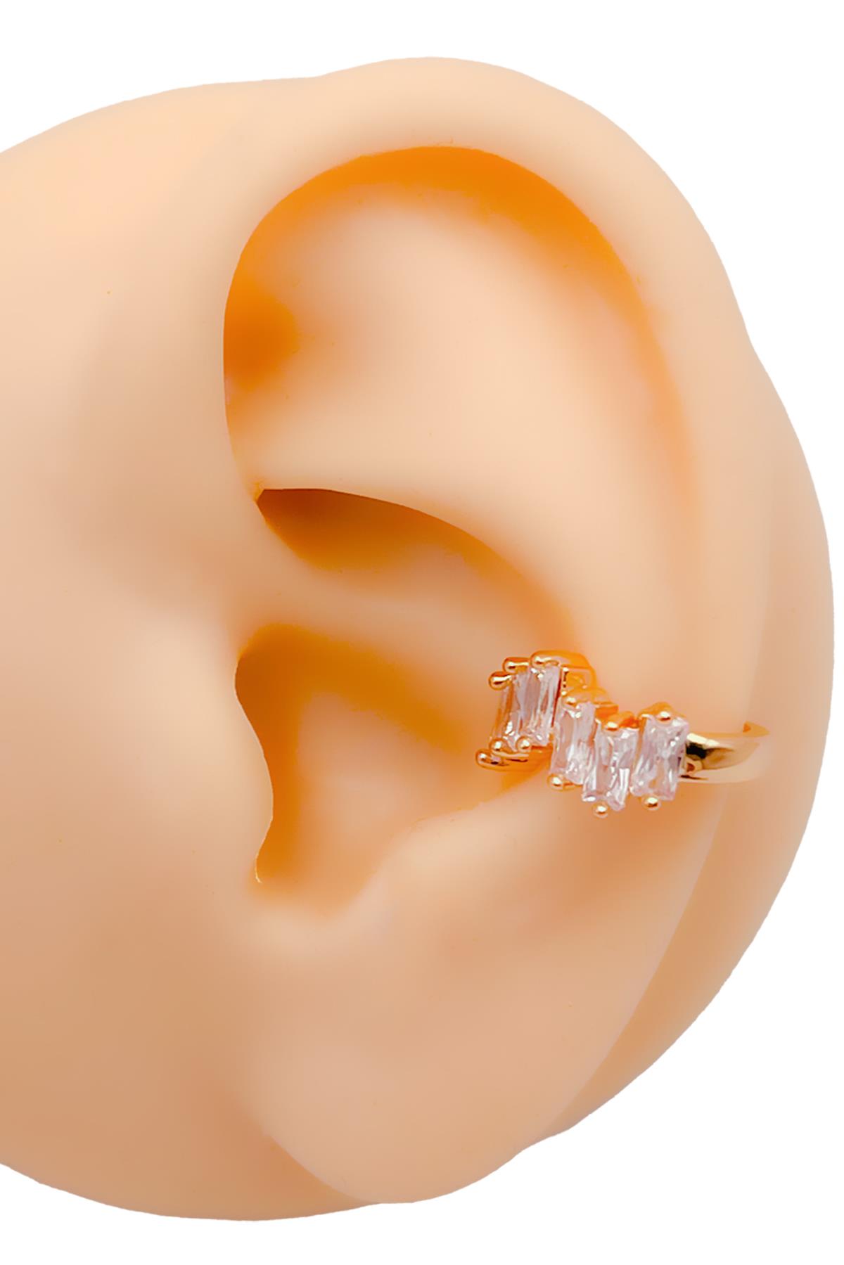 Baget Taşlı Sıkıştırma Kıkırdak Küpe ( Earcuff ) Piercing (1adet)