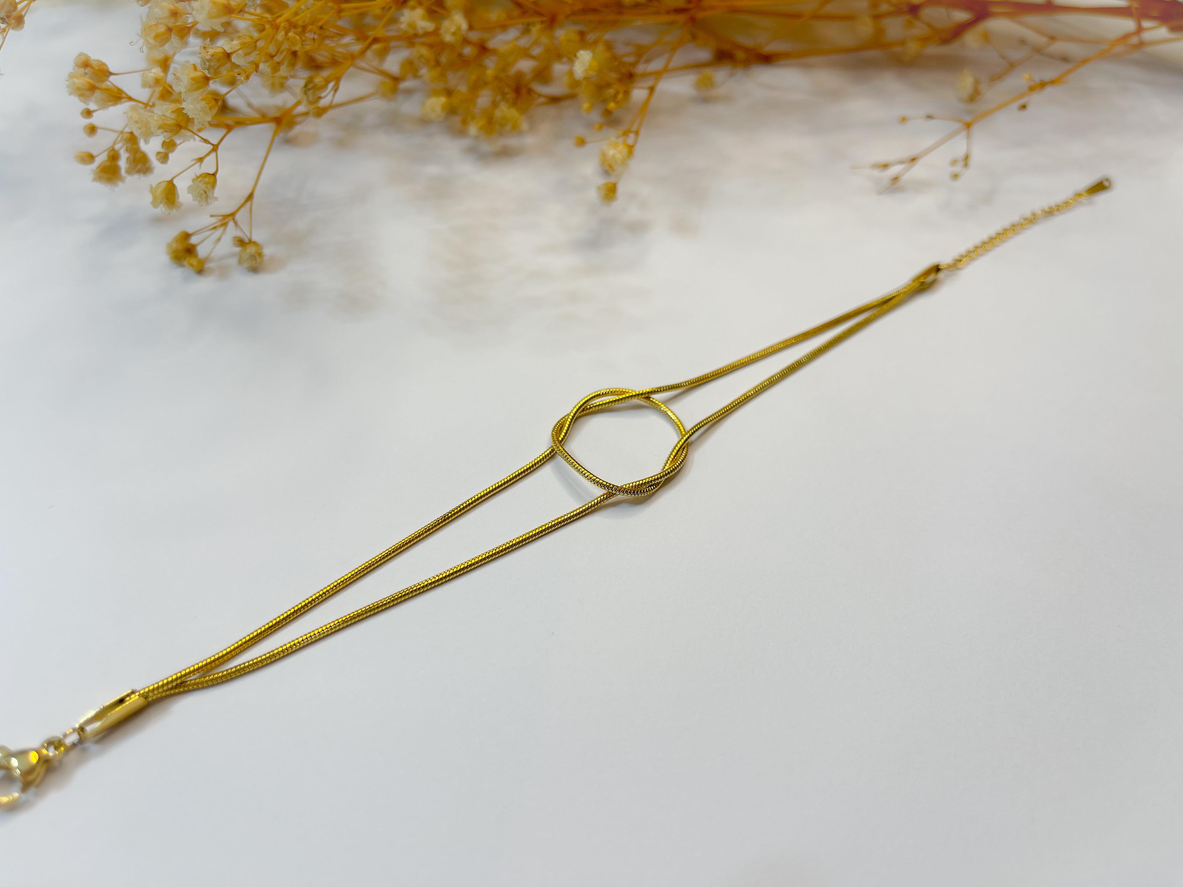 Çelik Bileklik Aşk Düğümü Bileklik Gold