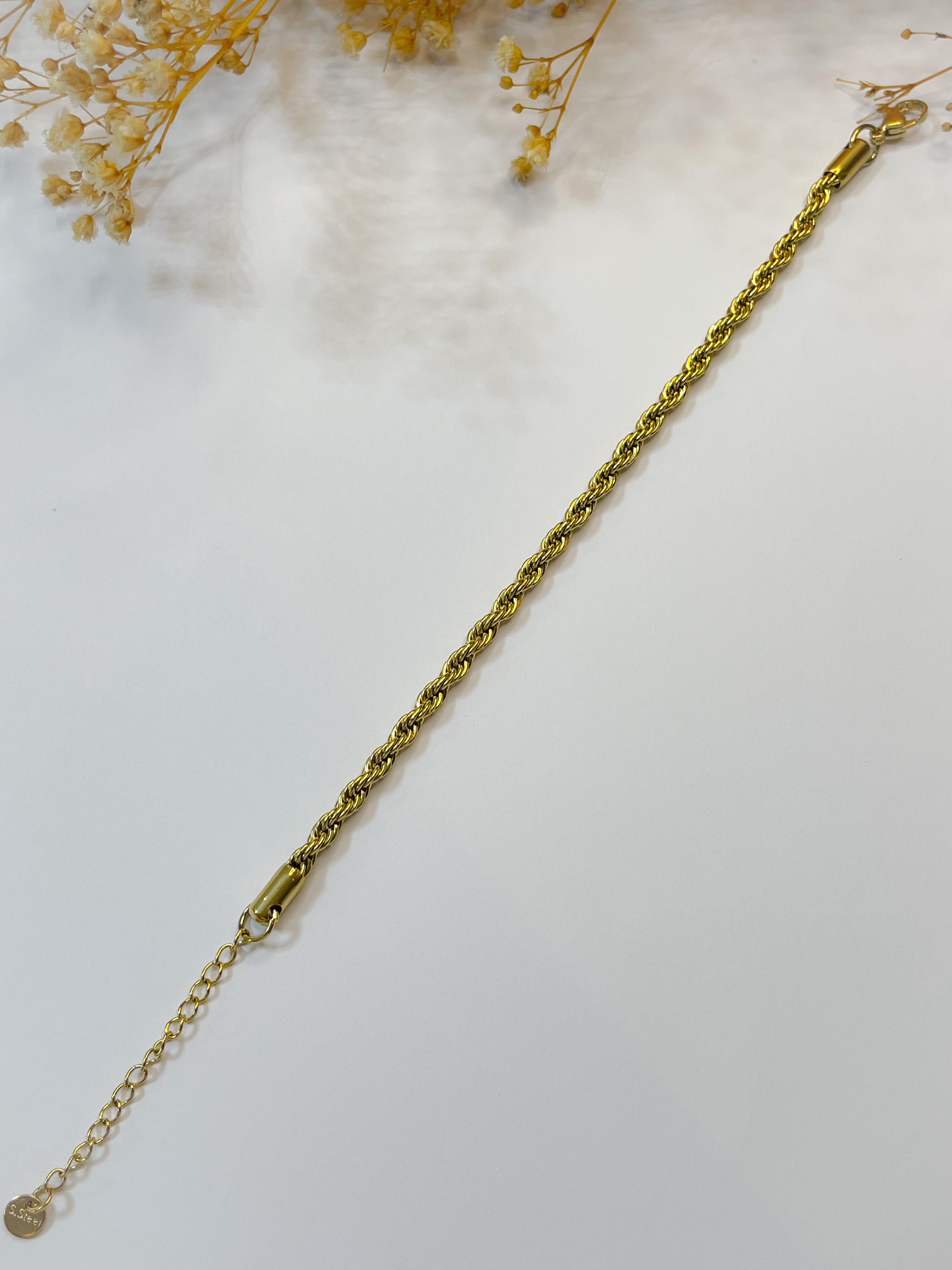 Çelik Bileklik Burgu Bileklik 4 mm Gold