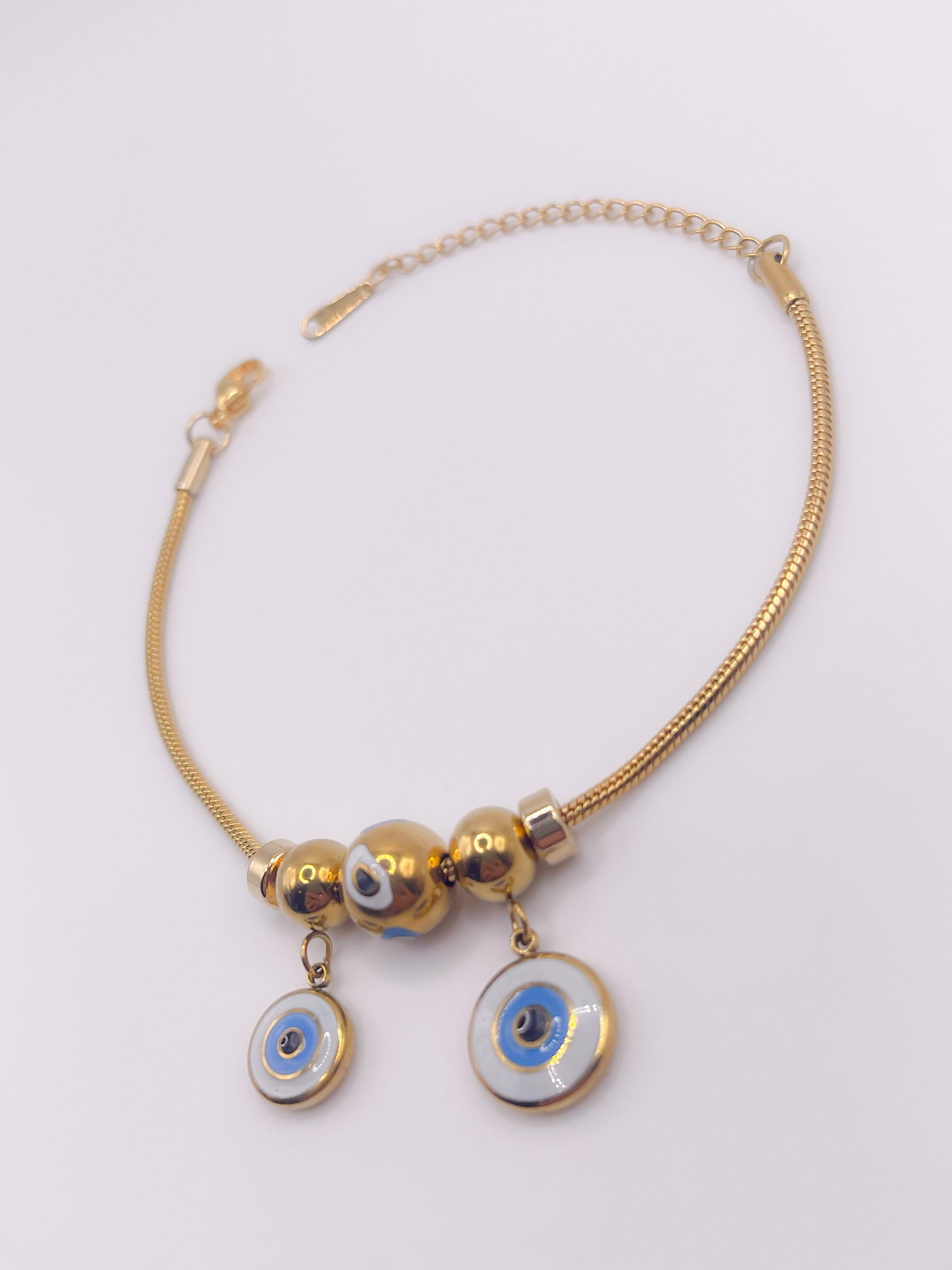 Çelik Bileklik Çharmlı Göz Bileklik