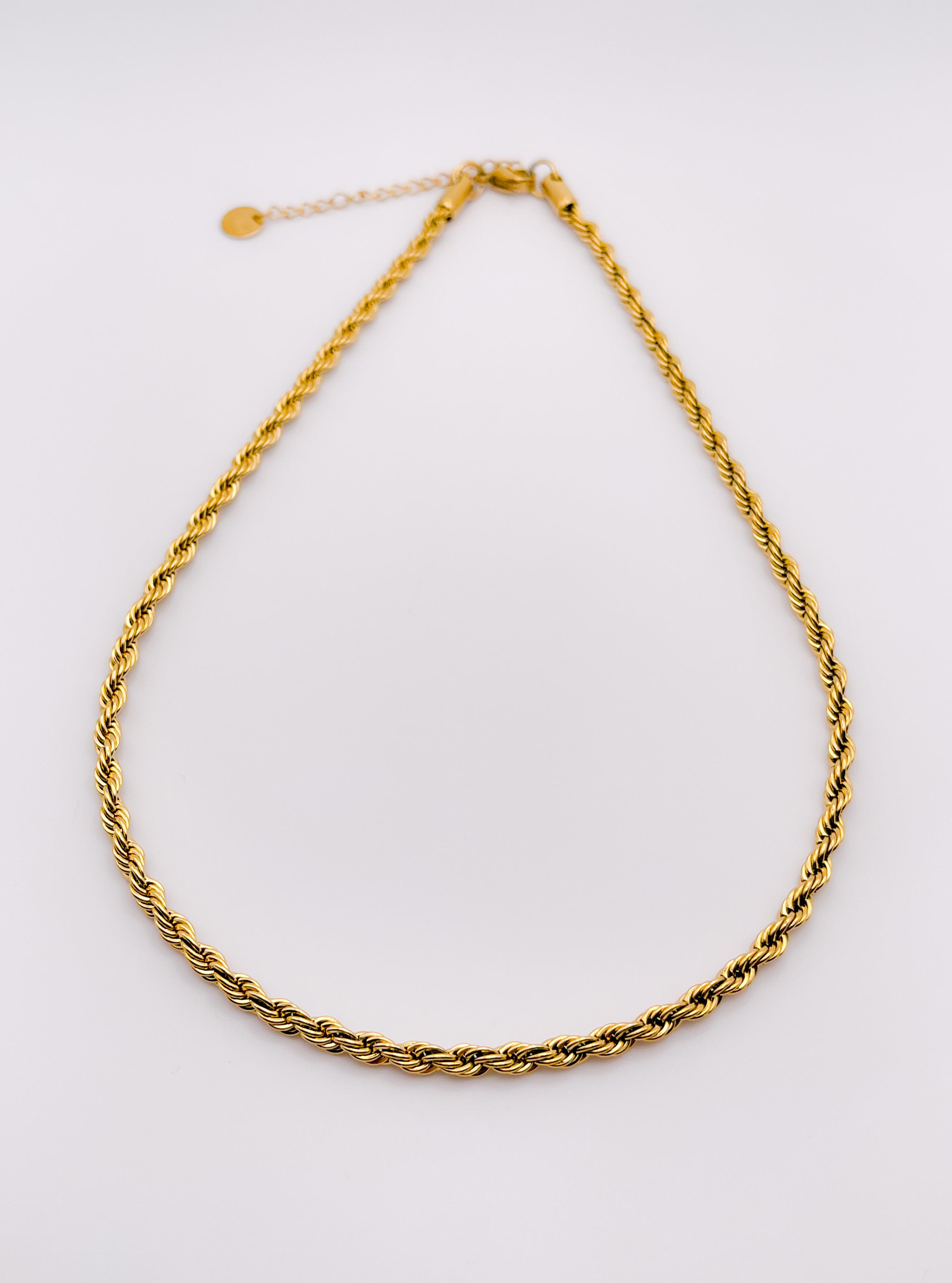 Çelik Burgu Kolye 4 mm 45 cm Gold