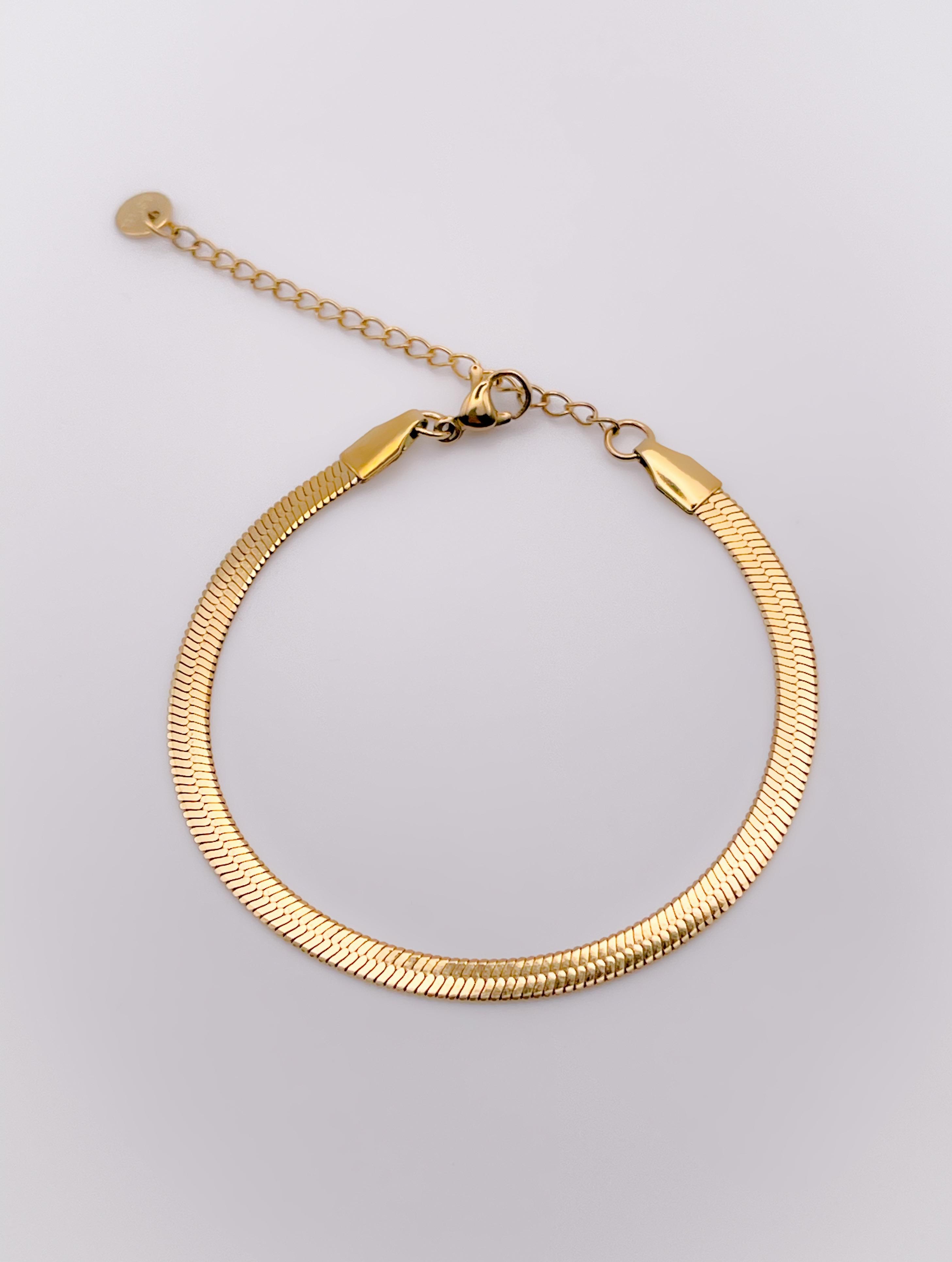 Çelik İtalyan  Zincir Bileklik Gold