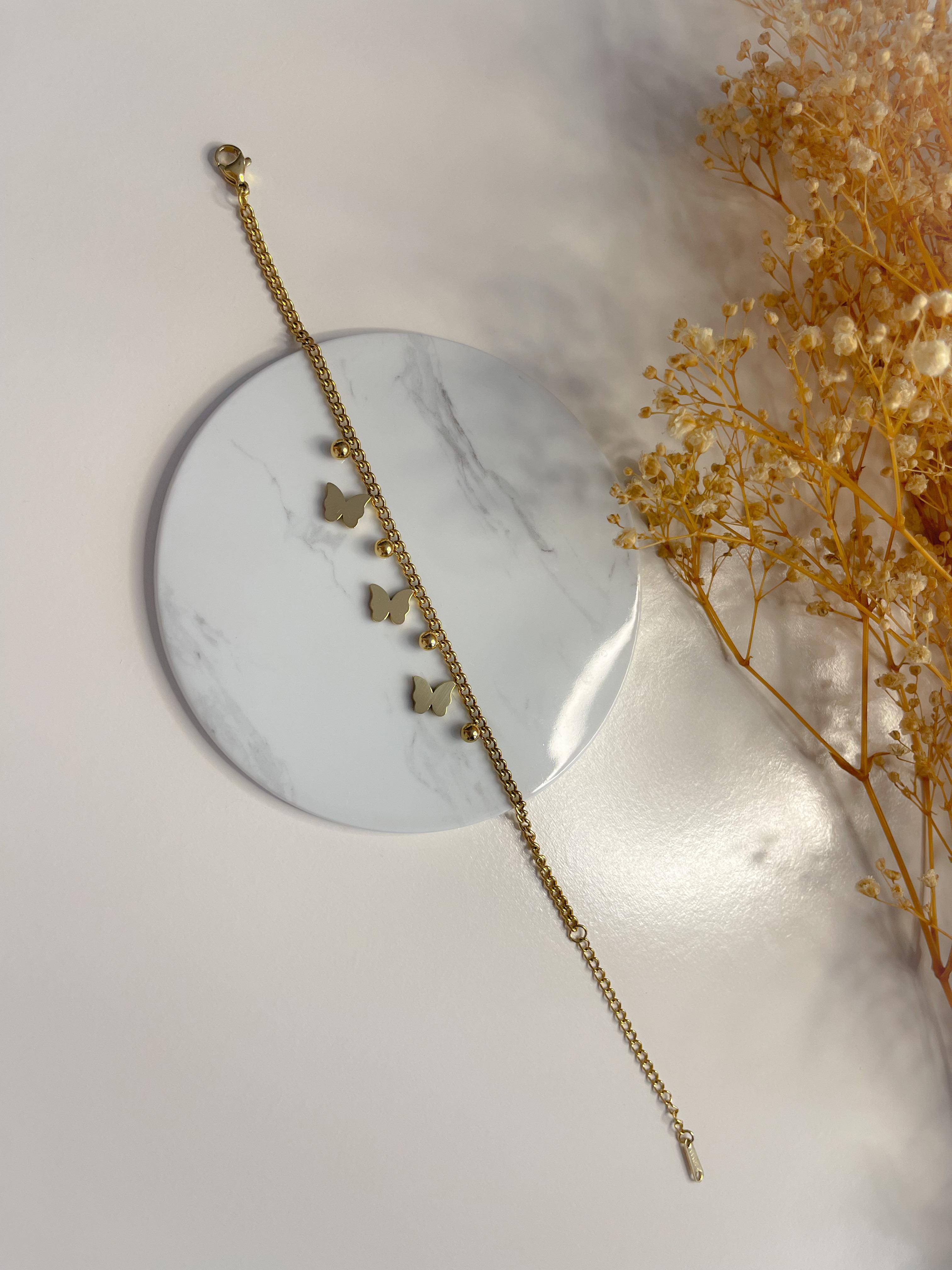 Çelik Kelebek Bileklik Gold