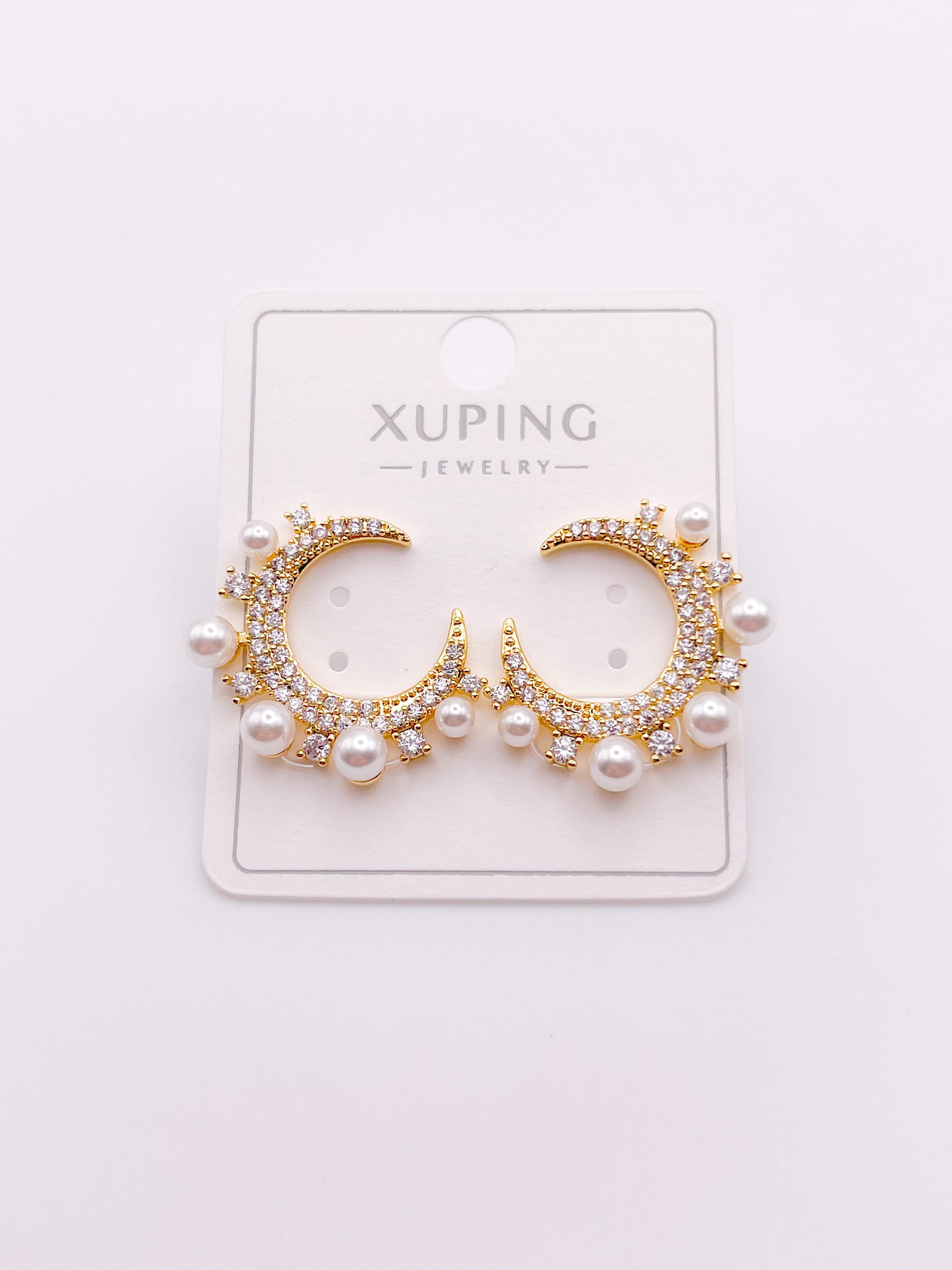 Çelik Küpe İncili Hilal Küpe