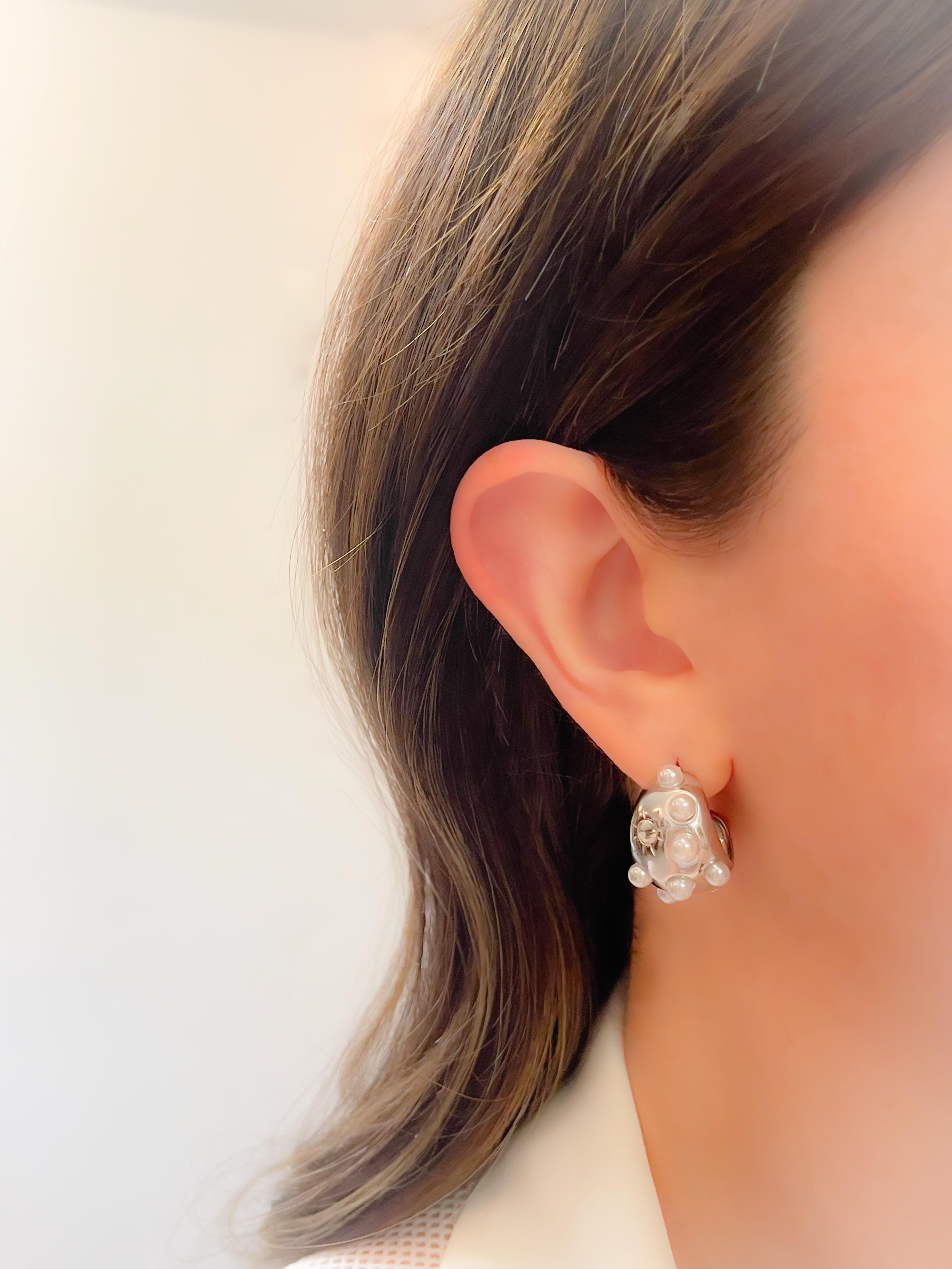 Çelik Küpe Multi İncili Halka Küpe