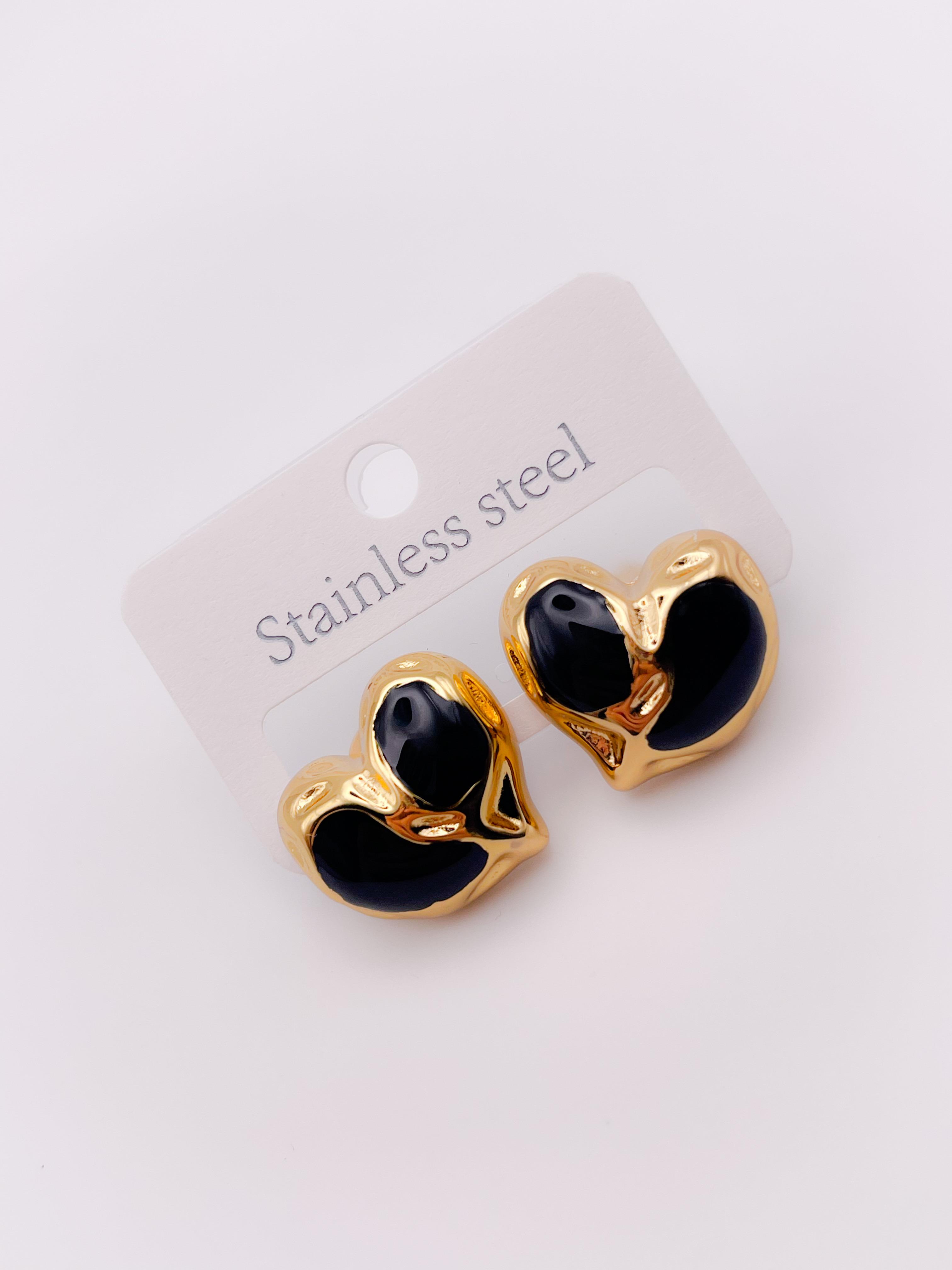 Çelik Küpe Renkli Sedefli Asimetrik Kalp Küpe