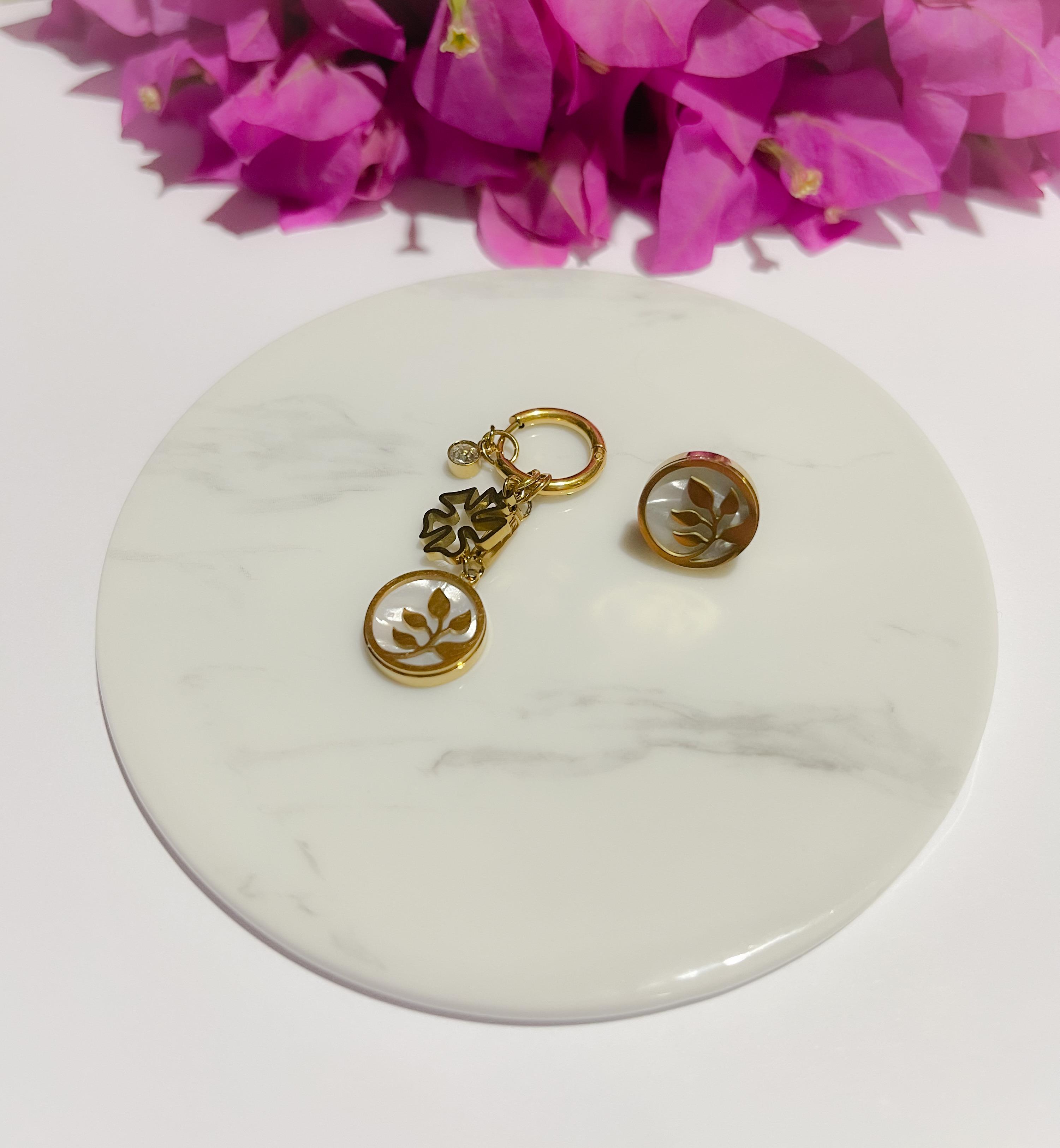 Çelik Küpe Zeytin Dalı Sedefli Küpe