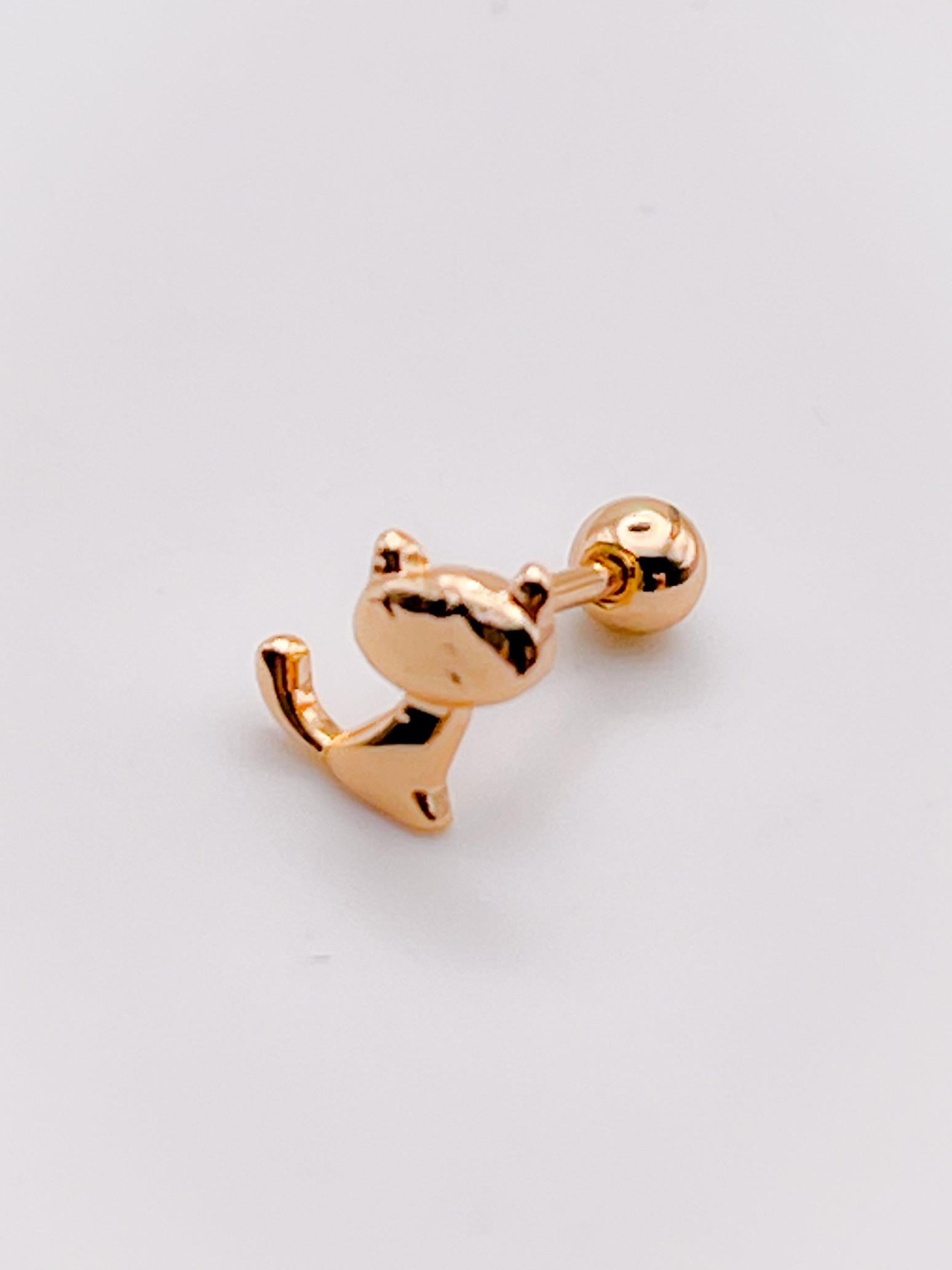 Cerrahi Çelik Kedi Figürlü Kıkırdak Helix Tragus Piercing(1adet)