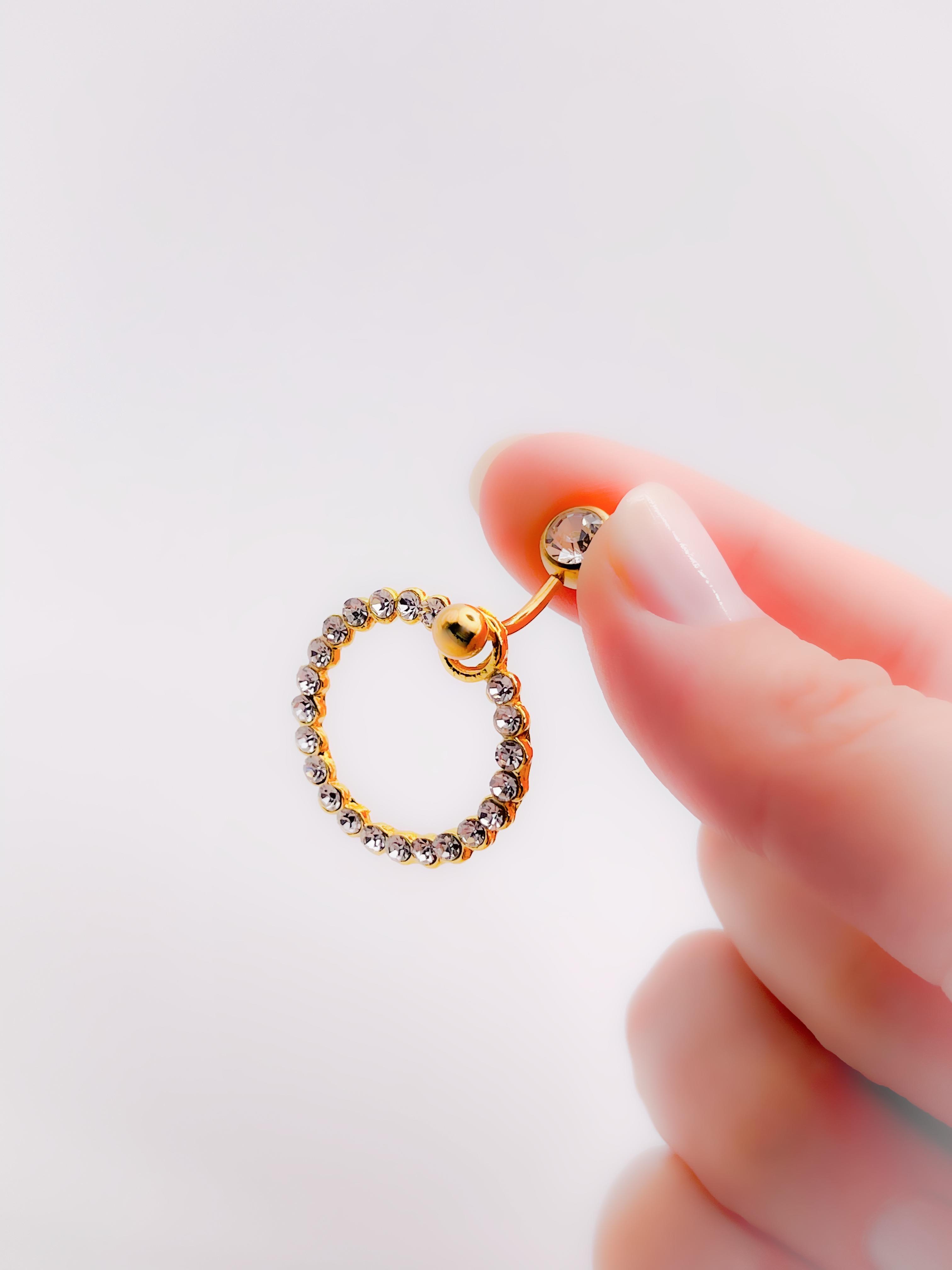 Cerrahi Çelik Piercing Tamtur Taşlı Halka Göbek Piercing