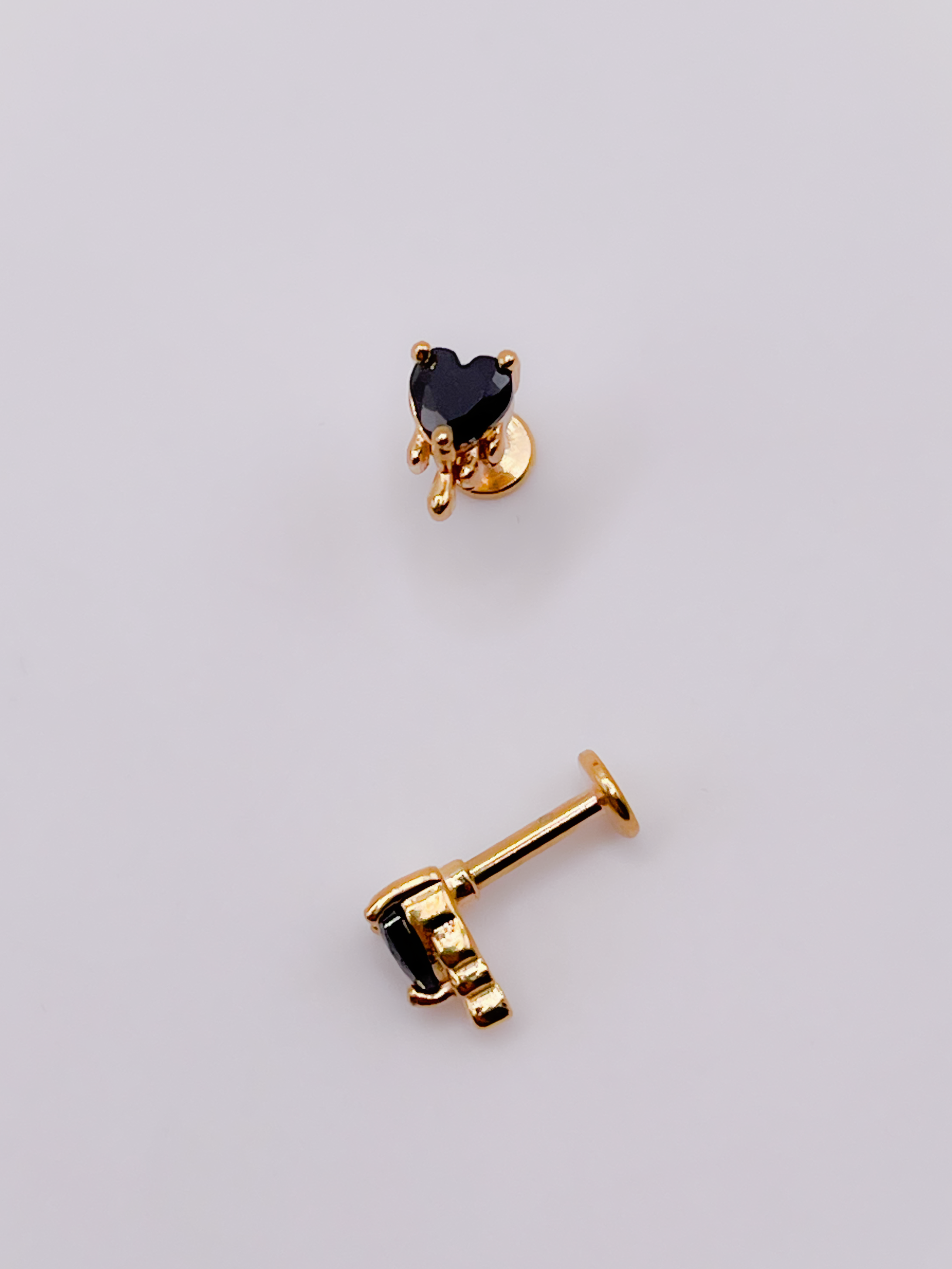 Cerrahi Çelik Piercing Zirkon Kalpli Damla Taşlı Kıkırdak Helix Tragus Piercing(1adet)