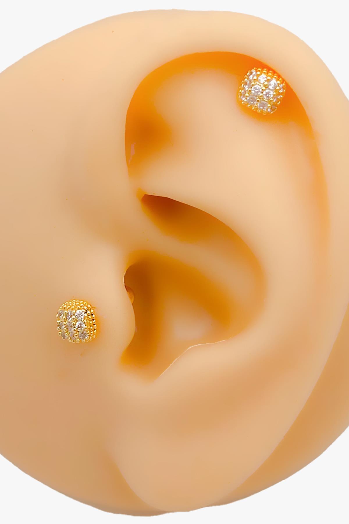 Cerrahi Çelik Piercing Zirkon Taşlı Baget Kıkırdak Helix Tragus Piercing (1adet)