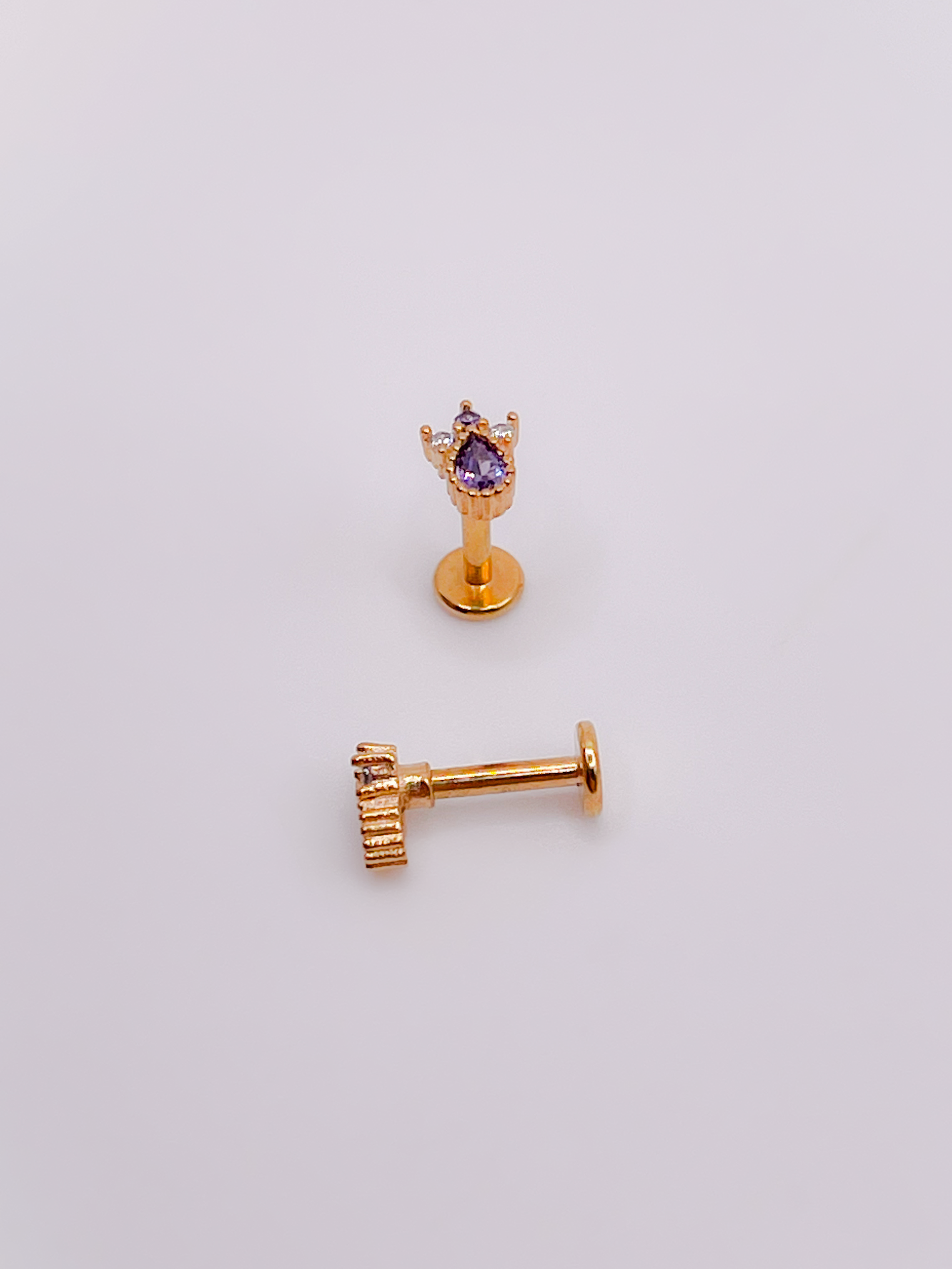 Cerrahi Çelik Piercing Zirkon Taşlı Damla Taç Figürlü Kıkırdak Helix Tragus Piercing(1adet)