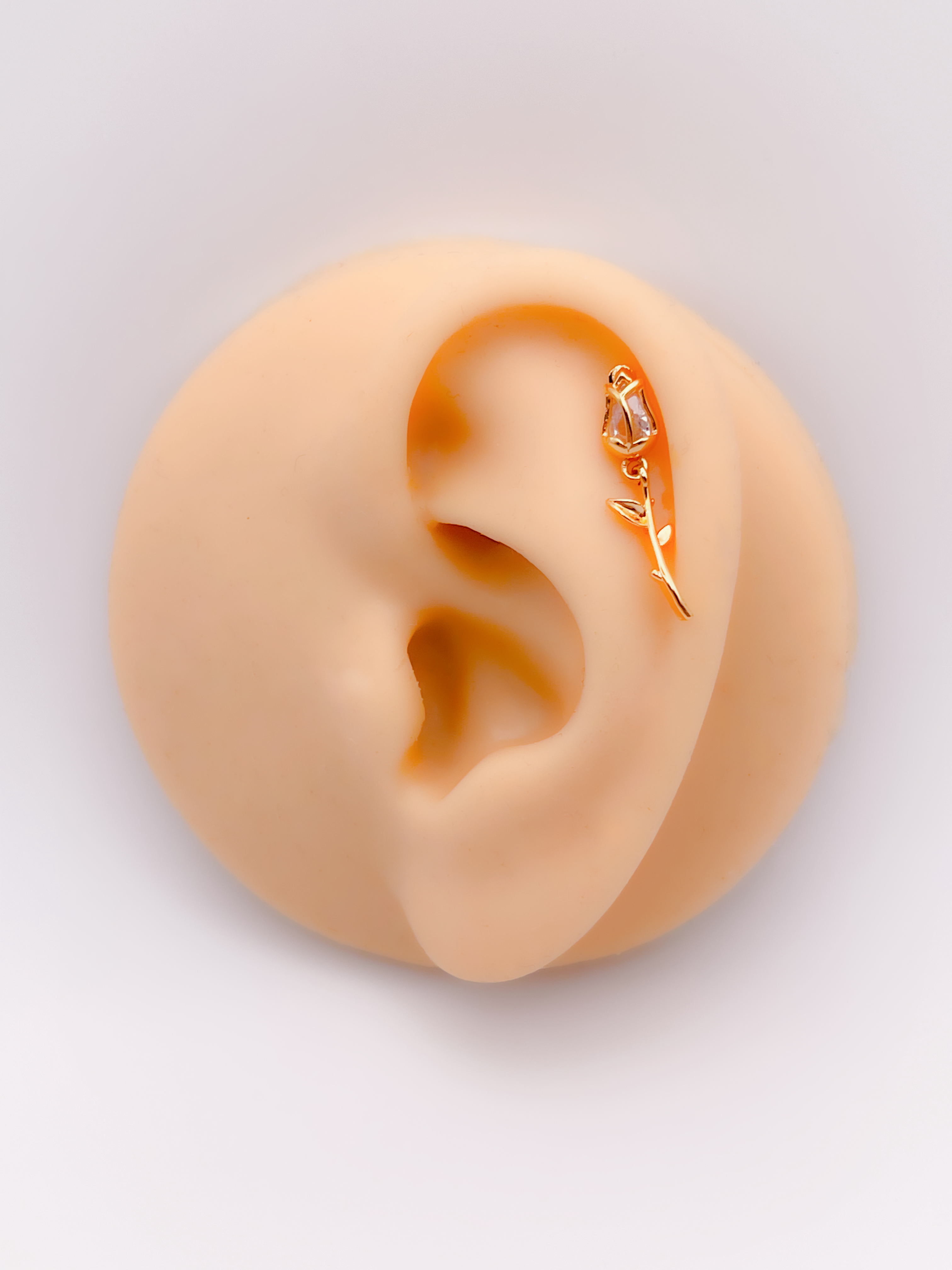 Cerrahi Çelik Piercing Zirkon Taşlı Lale Figürlü Kıkırdak Helix Tragus Piercing(1adet)