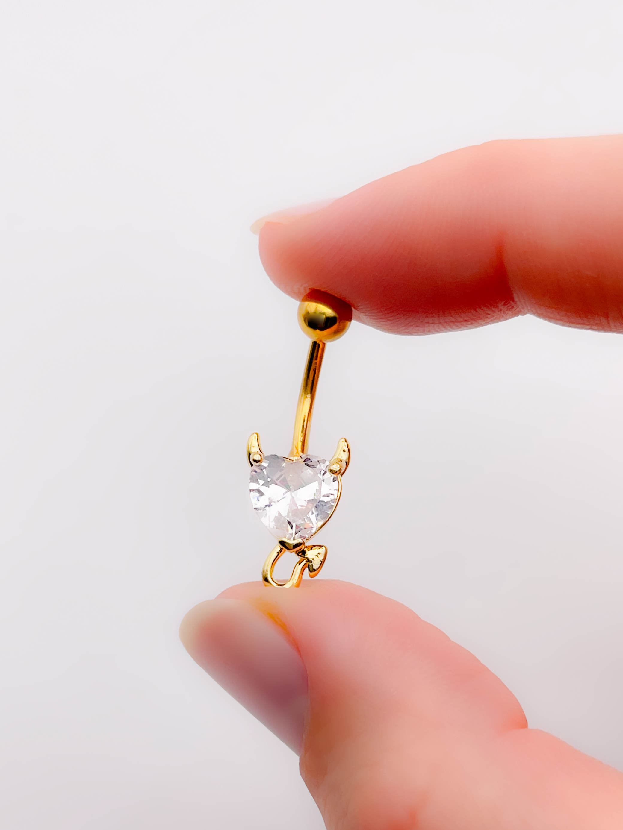 Cerrahi Çelik Piercing Zirkon Taşlı Şeytan Figürlü Göbek Piercing