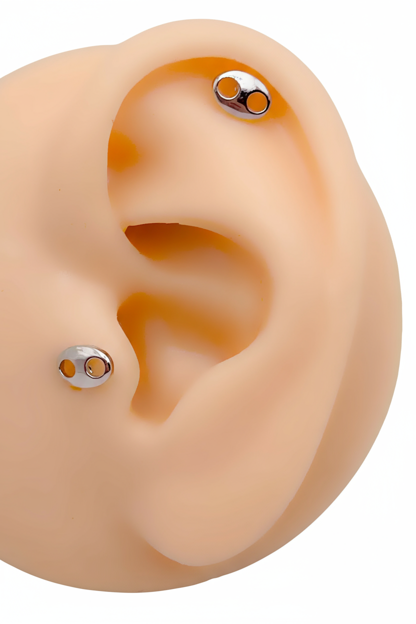 Cerrrahi Çelik Piercing ( Pirsing ) Düğme Figürlü Tragus Helix Piercing (1adet)