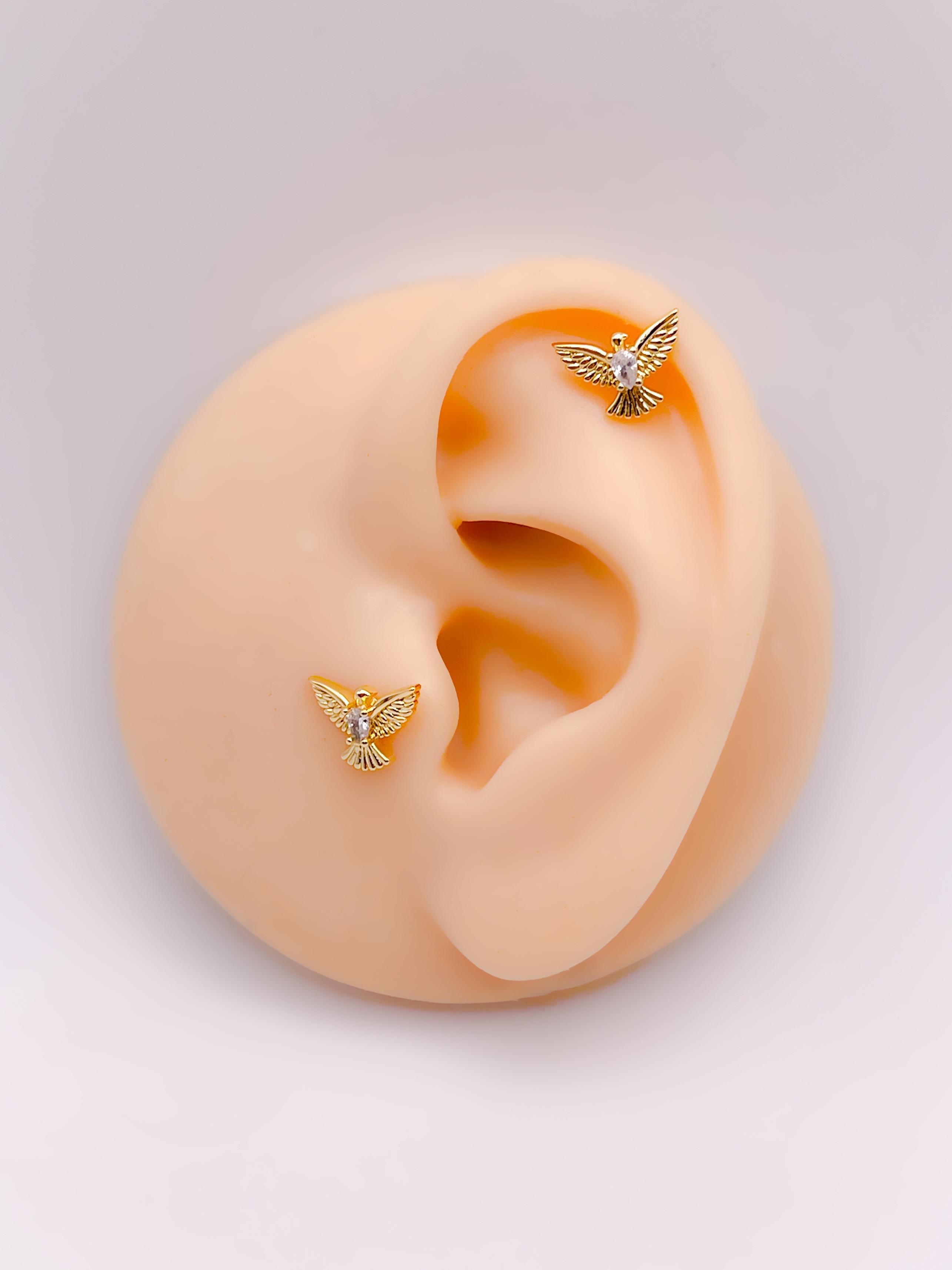 Cerrrahi Çelik Piercing ( Pirsing ) Zirkon Anka Kuşu Tragus Helix Piercing (1adet)