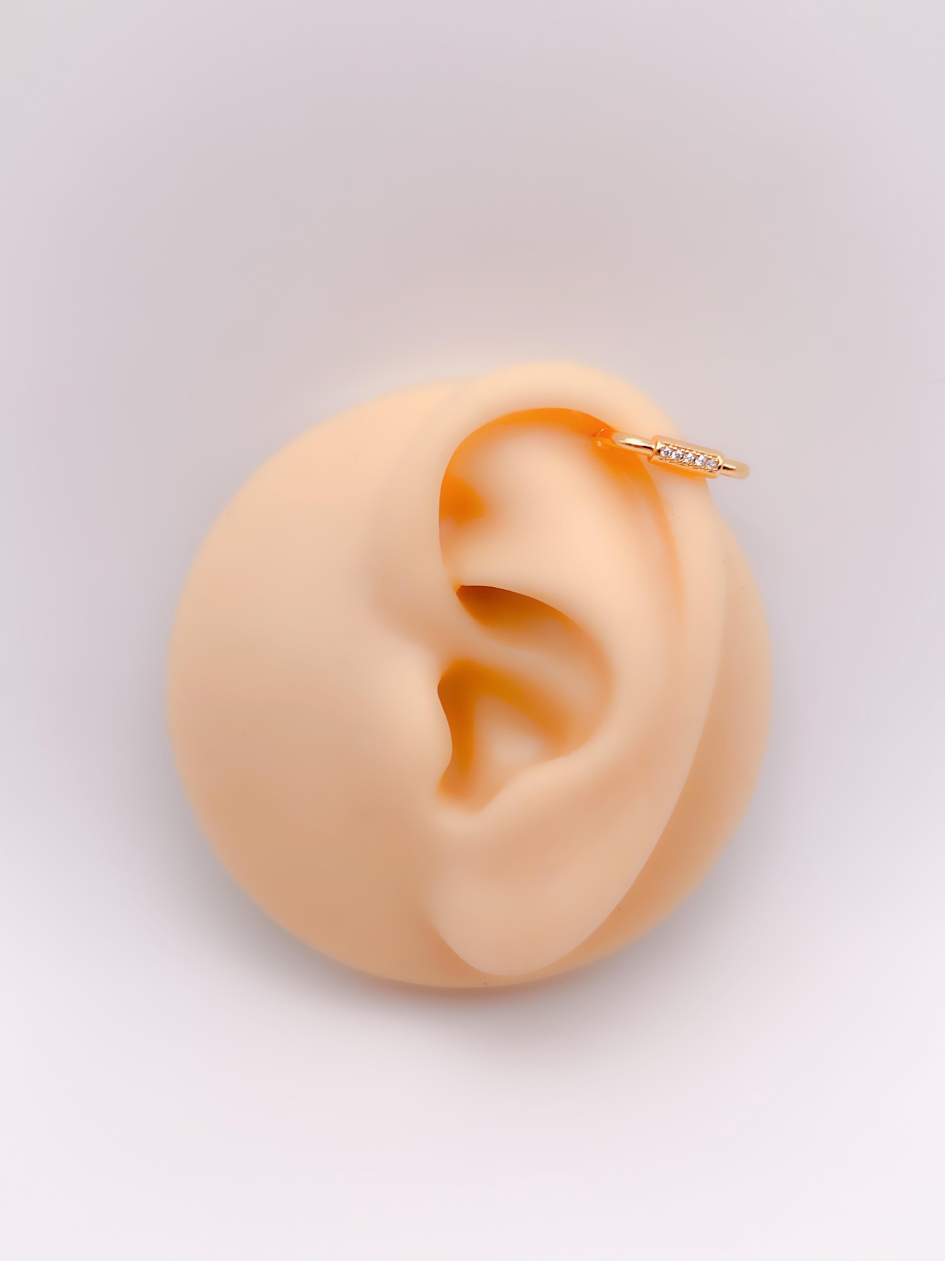 Cerrrahi Çelik Piercing ( Pirsing ) Zirkon Taşlı Dikdörtgen Conch  Helix Piercing (1adet)